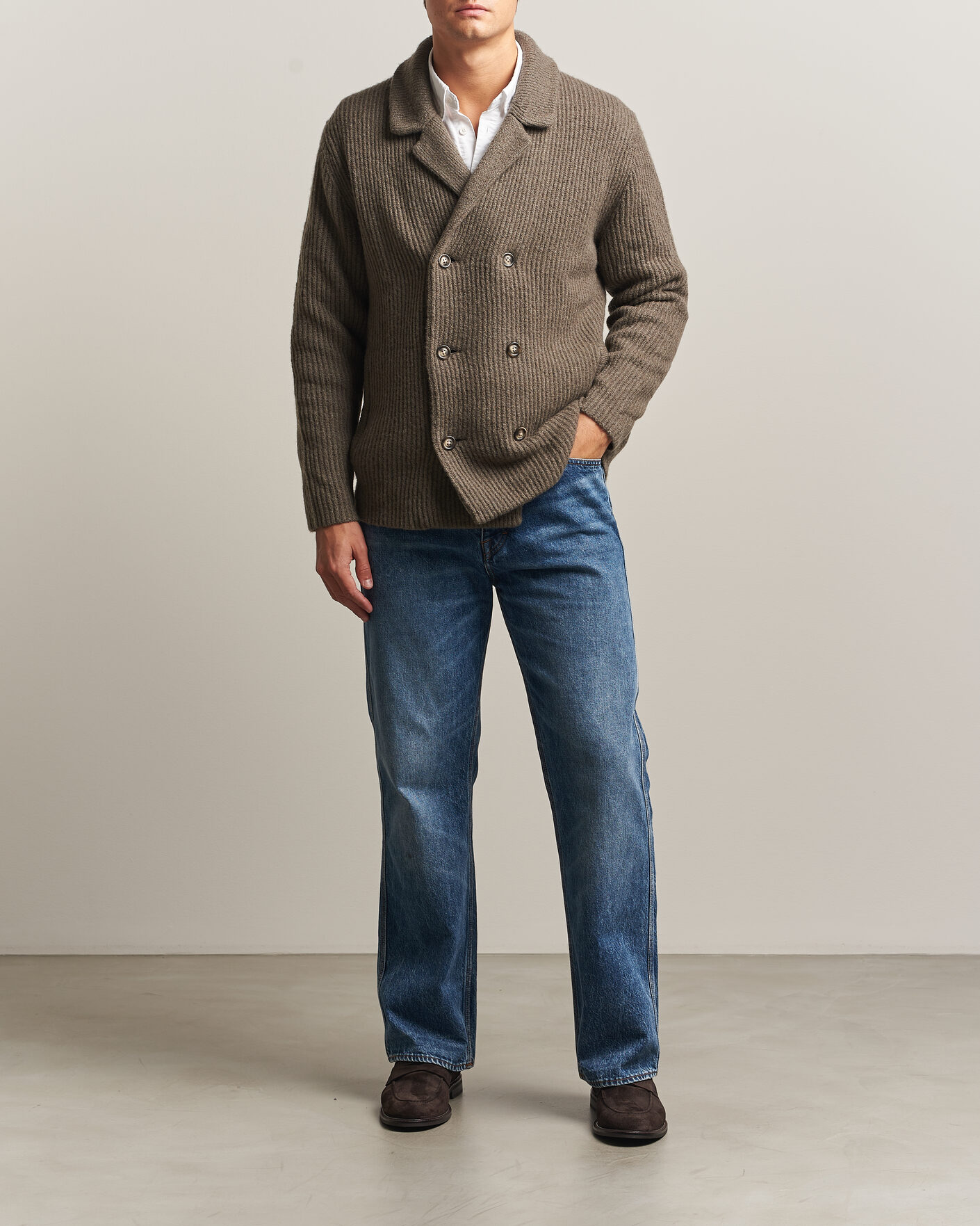 Herre | Trøjer | Gant | Wool/Yak Knitted Cardigan Faded Taupe