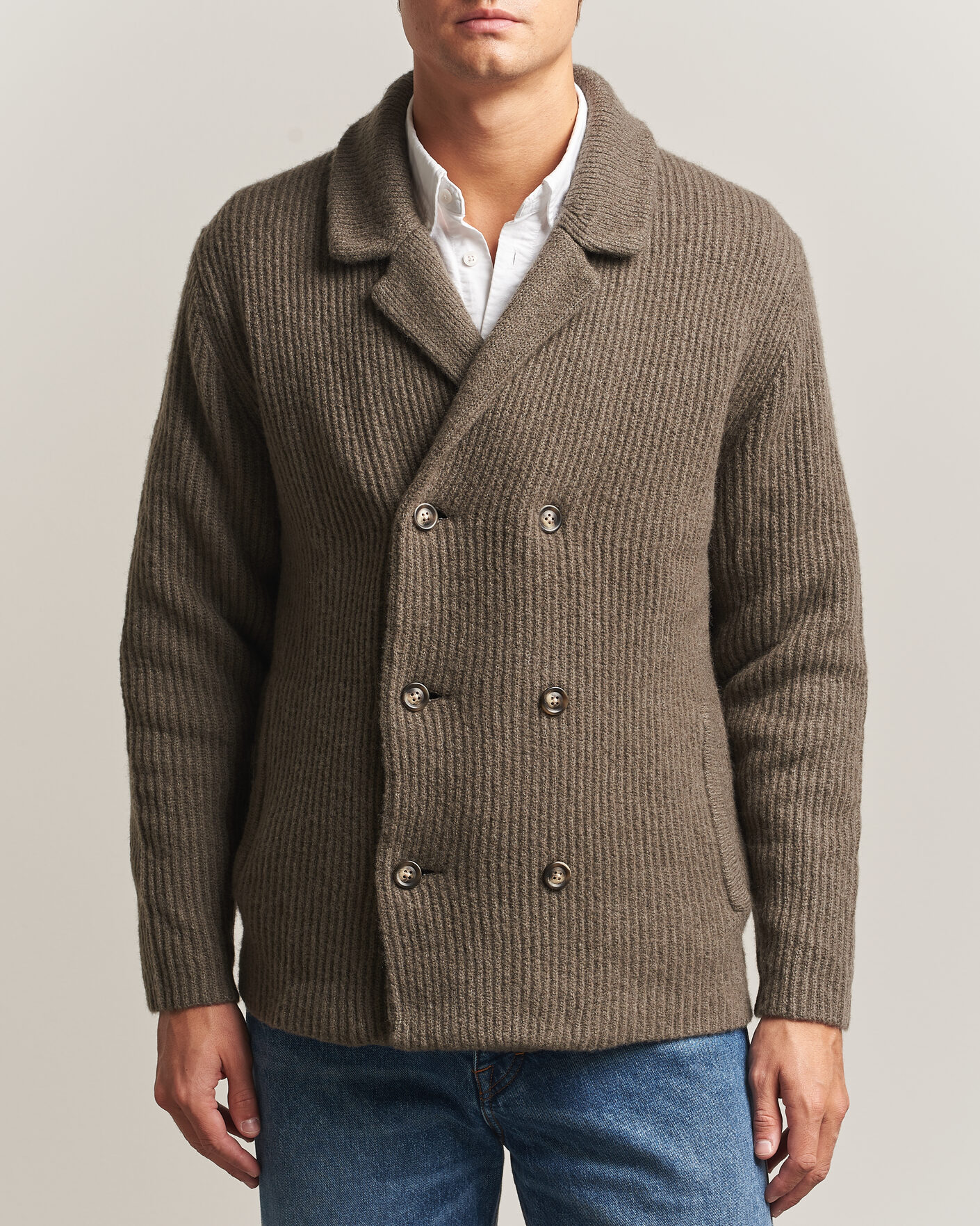 Herre | Trøjer | Gant | Wool/Yak Knitted Cardigan Faded Taupe