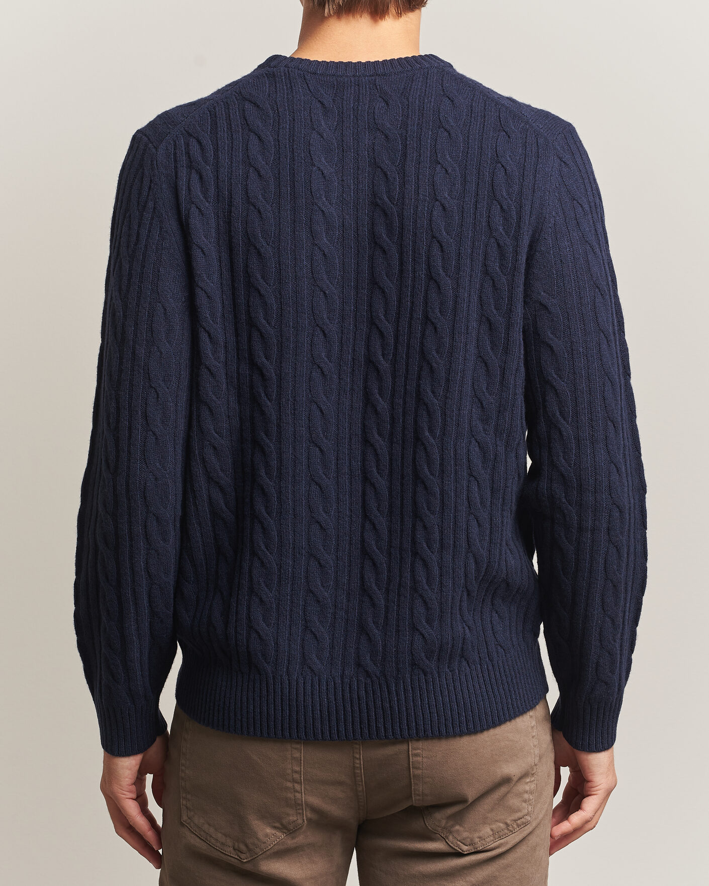 Herre | Trøjer | Gant | Lambswool Cable Crew Neck Evening Blue
