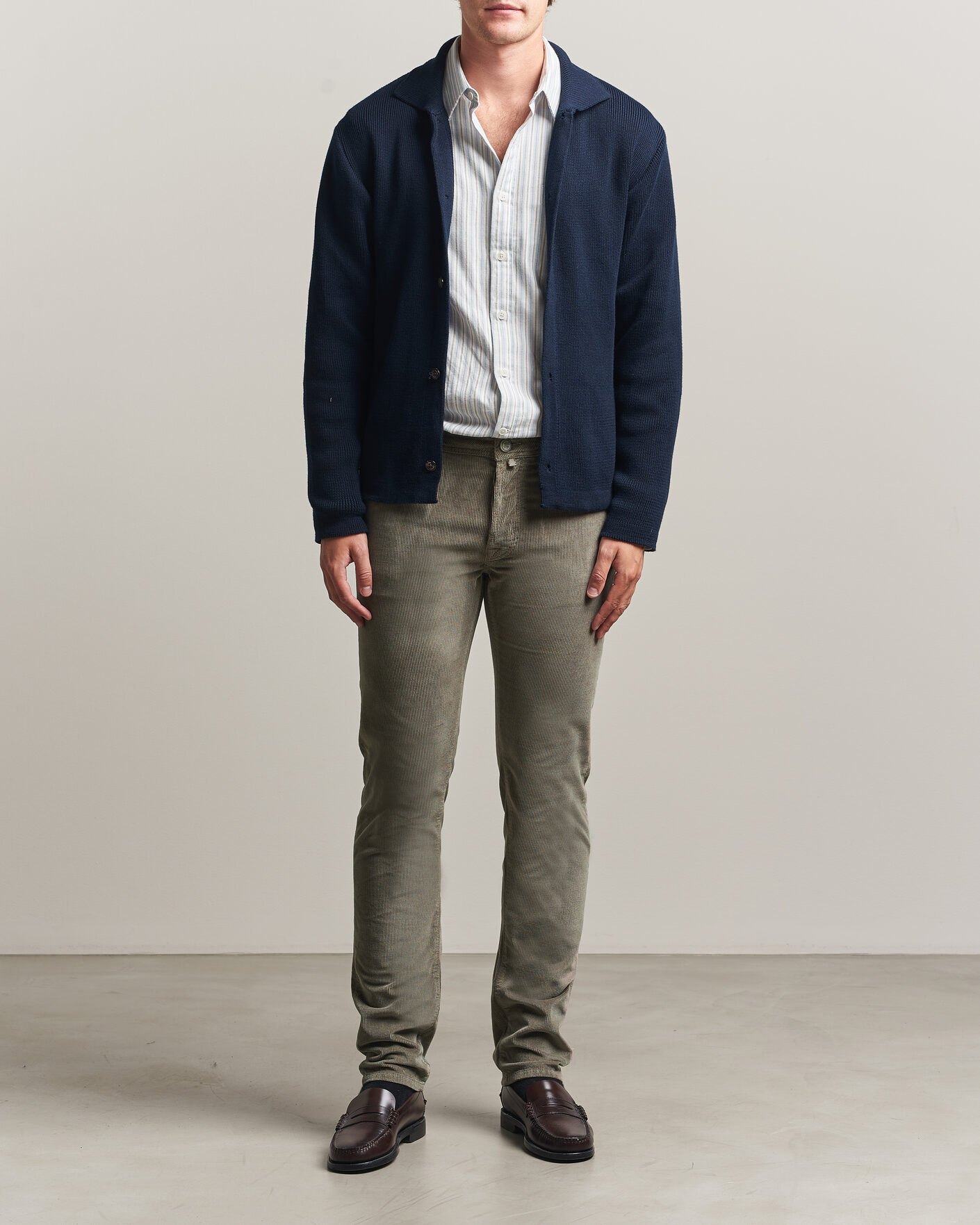 Herre | Bukser | Jacob Cohën | Bard 5-Pocket Medium Corduroy Trousers Taupe