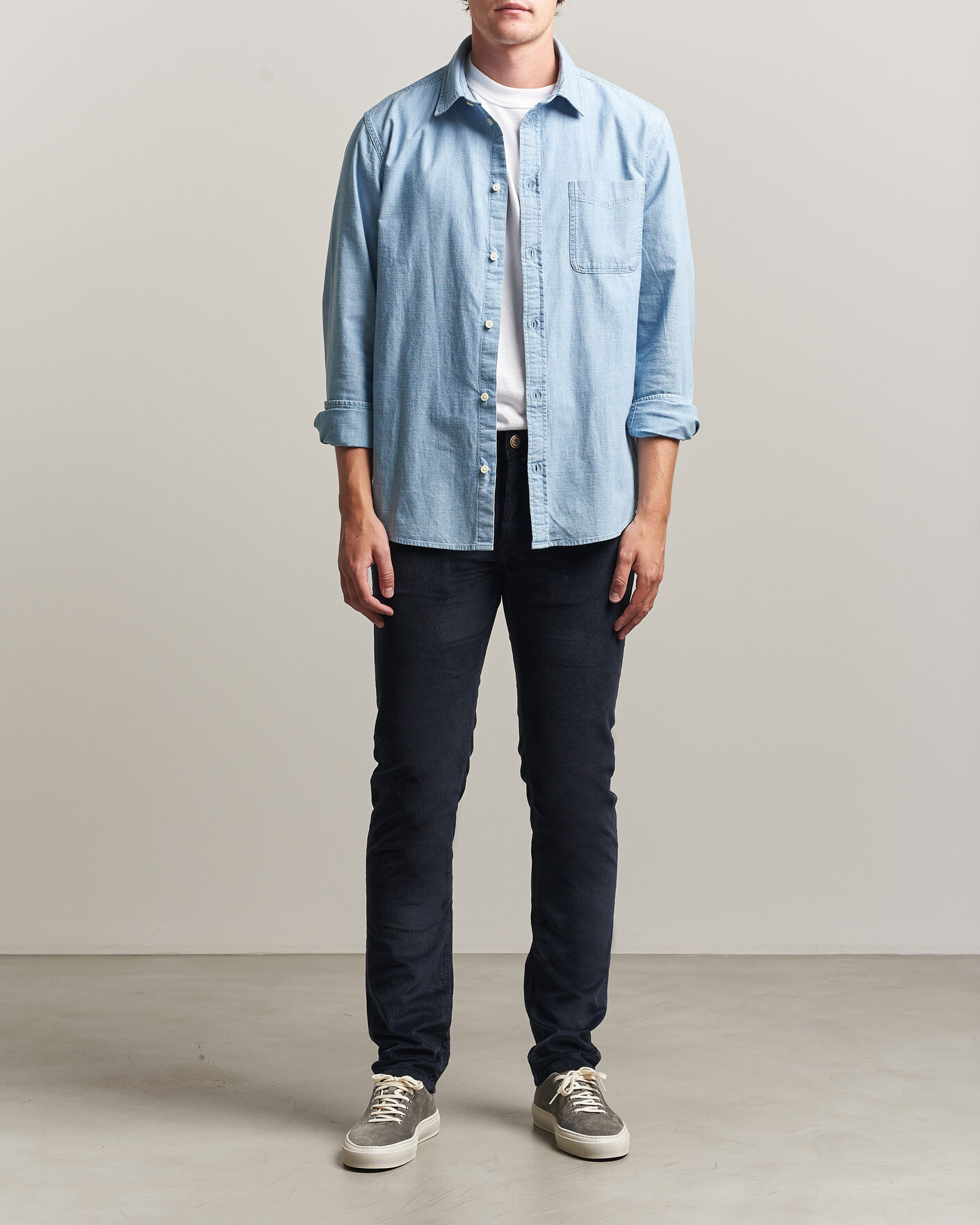 Herre | Bukser | Jacob Cohën | Bard 5-Pocket Medium Corduroy Trousers Navy