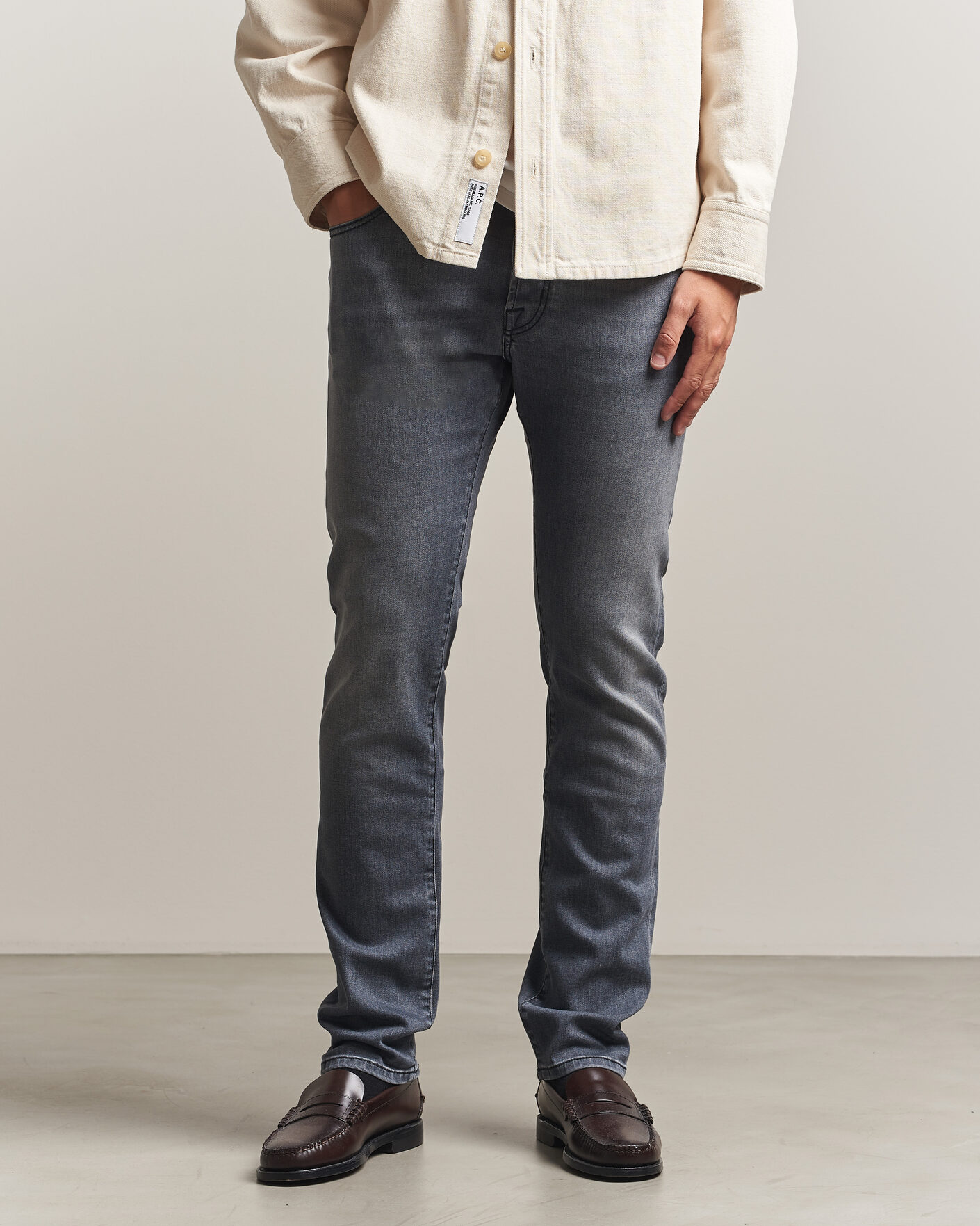 Herre | Jeans | Jacob Cohën | Bard Slim Fit Stretch Jeans Light Grey