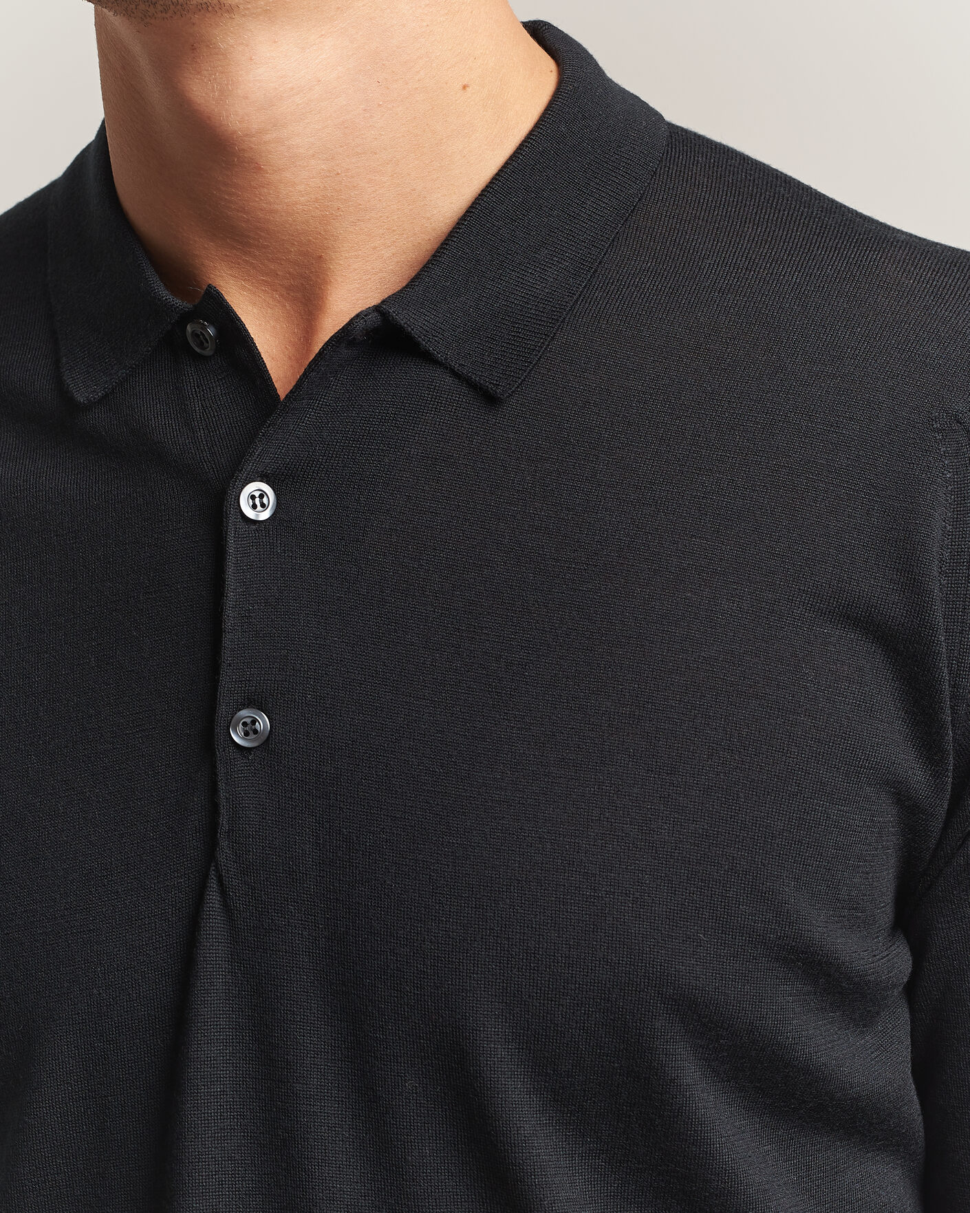 Herre | Trøjer | John Smedley | Belper Extra Fine Merino Polo Pullover Black