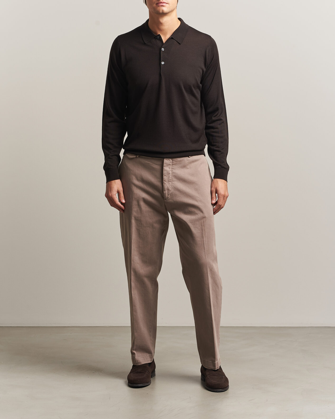 Herre | Trøjer | John Smedley | Belper Extra Fine Merino Polo Pullover Faulkner Brown