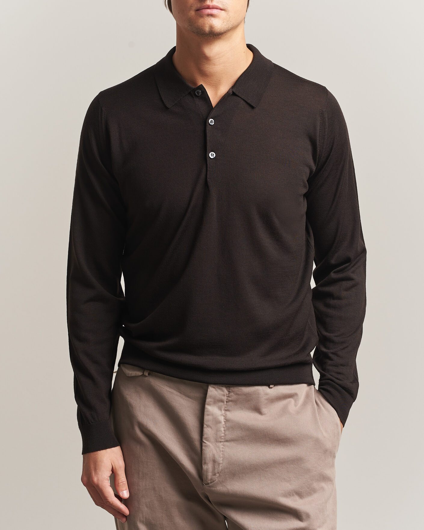 Herre | Trøjer | John Smedley | Belper Extra Fine Merino Polo Pullover Faulkner Brown