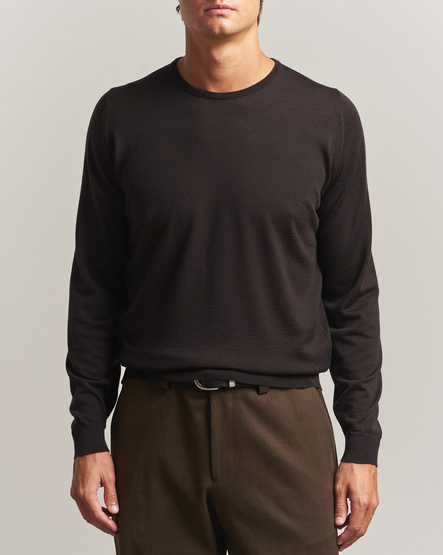 Herre | Trøjer | John Smedley | Lundy Extra Fine Merino Crew Neck Faulkner Brown