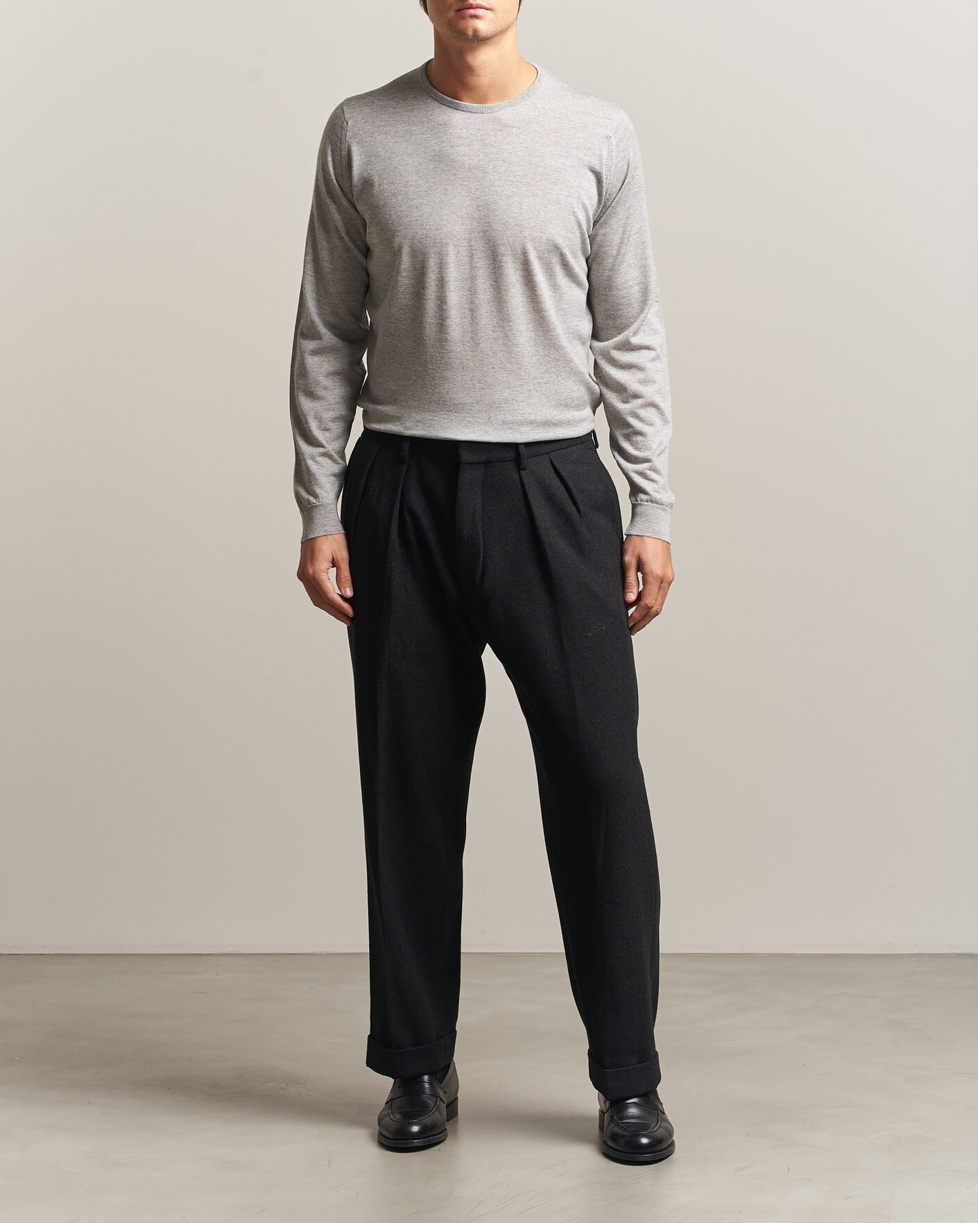 Herre | Trøjer | John Smedley | Lundy Extra Fine Merino Crew Neck Nimbus Grey