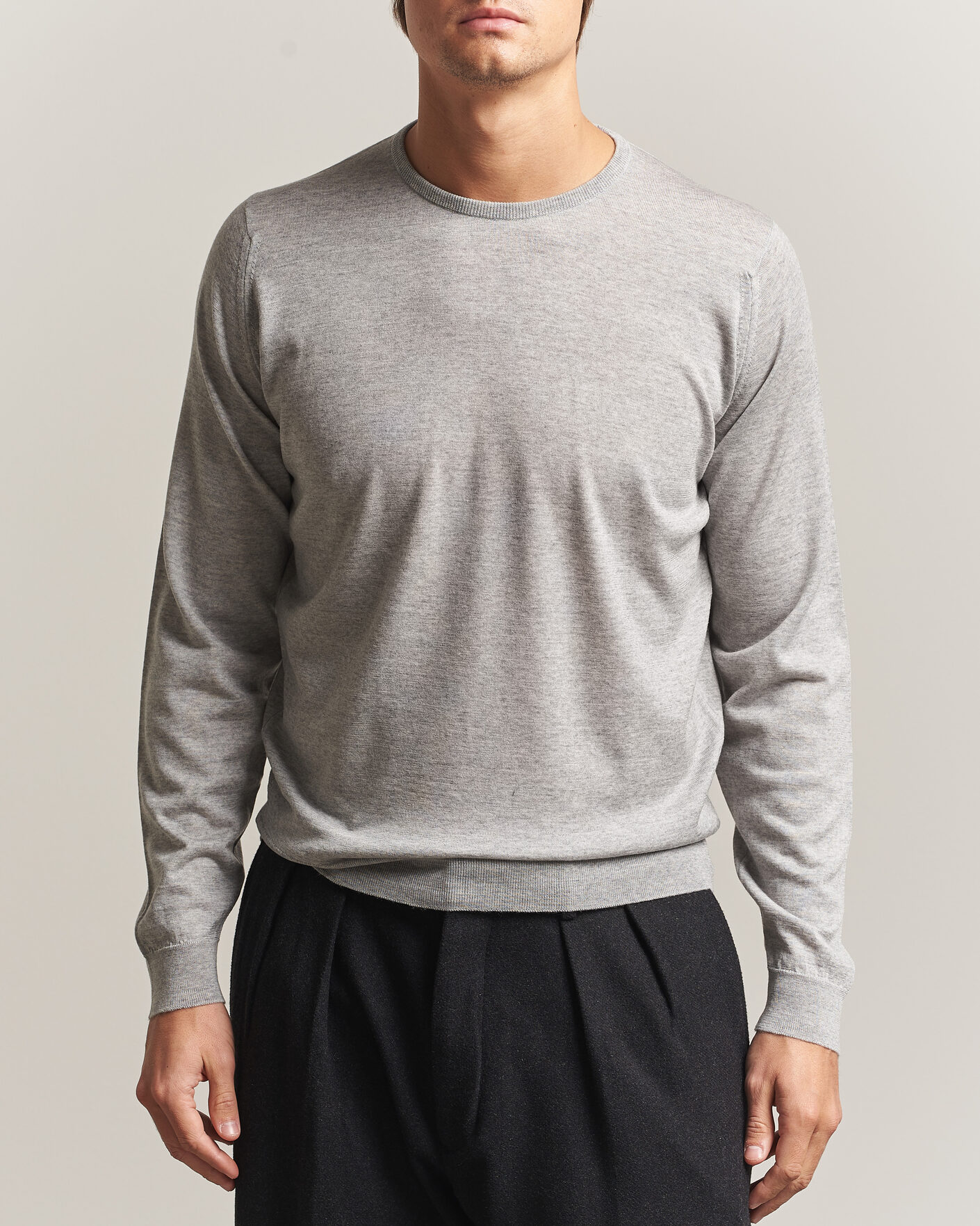 Herre | Trøjer | John Smedley | Lundy Extra Fine Merino Crew Neck Nimbus Grey