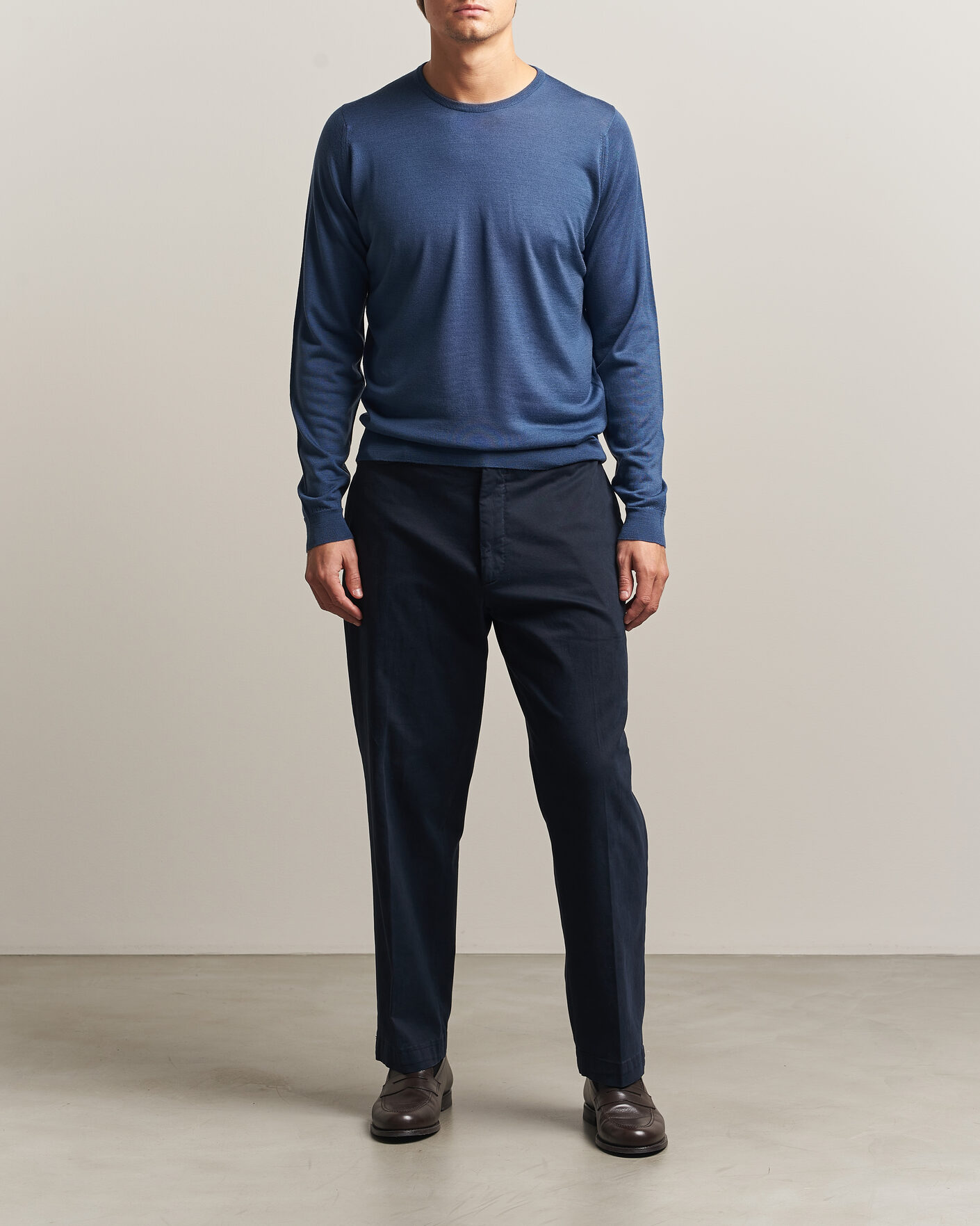 Herre | Trøjer | John Smedley | Lundy Extra Fine Merino Crew Neck Teal Firth