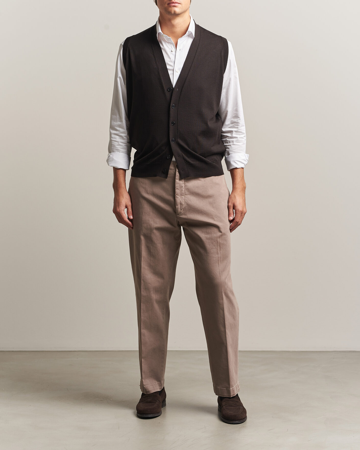 Herre | Trøjer | John Smedley | Bolton Extra Fine Merino Waistcoat Faulkner Brown