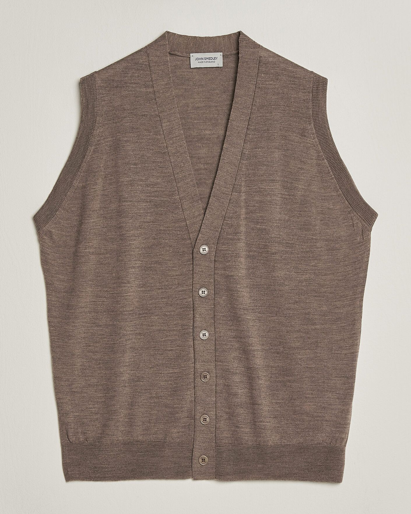 Herre | Trøjer | John Smedley | Bolton Extra Fine Merino Waistcoat Mushroom Brown