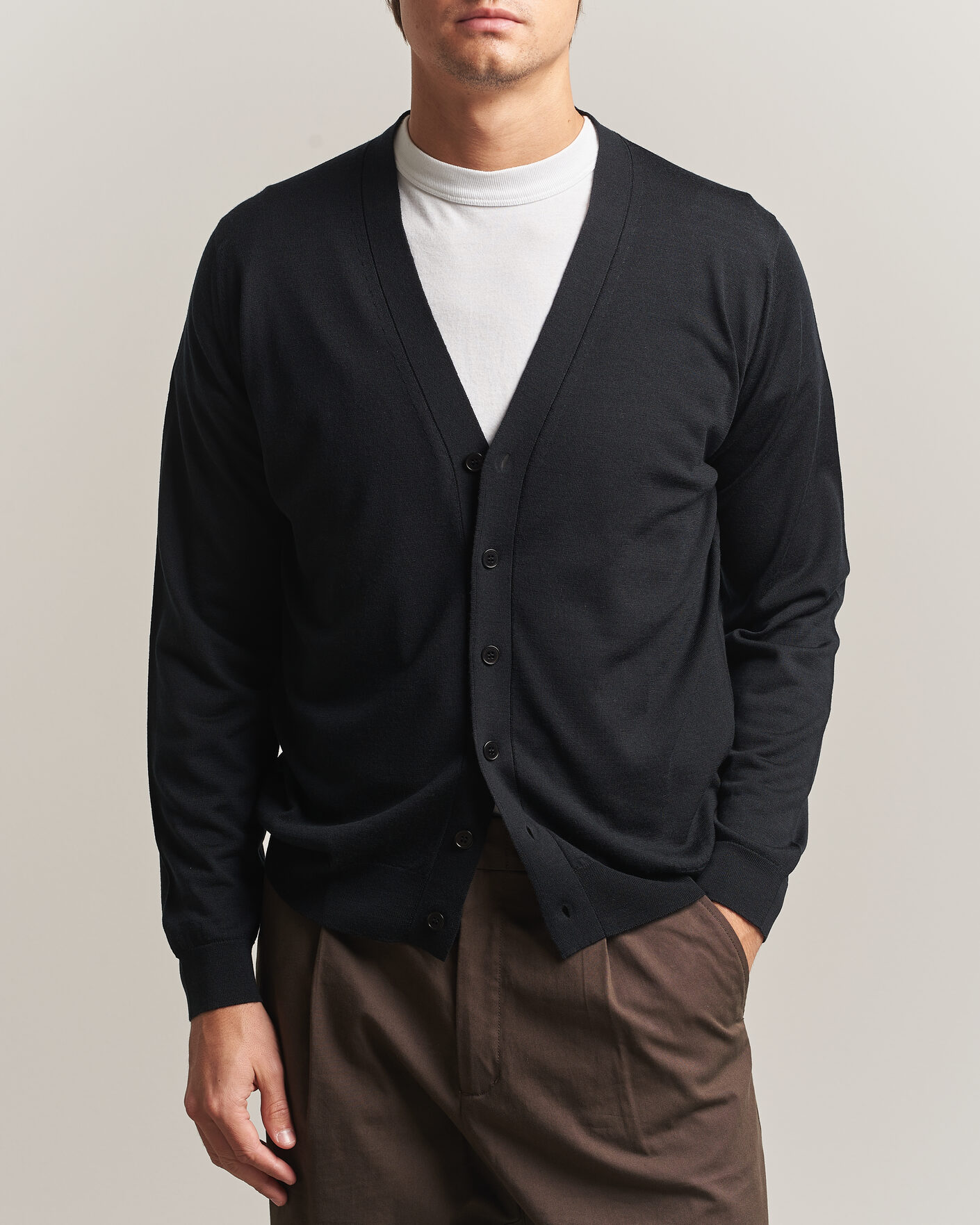 Herre | Trøjer | John Smedley | Bradrick Extra Fine Merino Cardigan Black