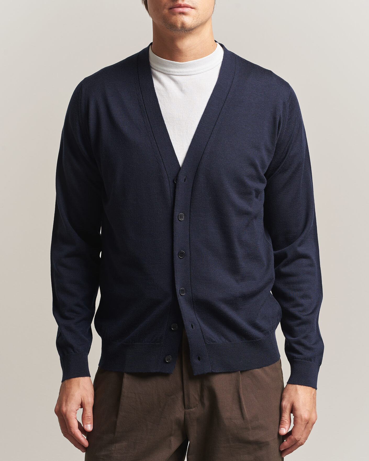Herre | Trøjer | John Smedley | Bradrick Extra Fine Merino Cardigan Midnight