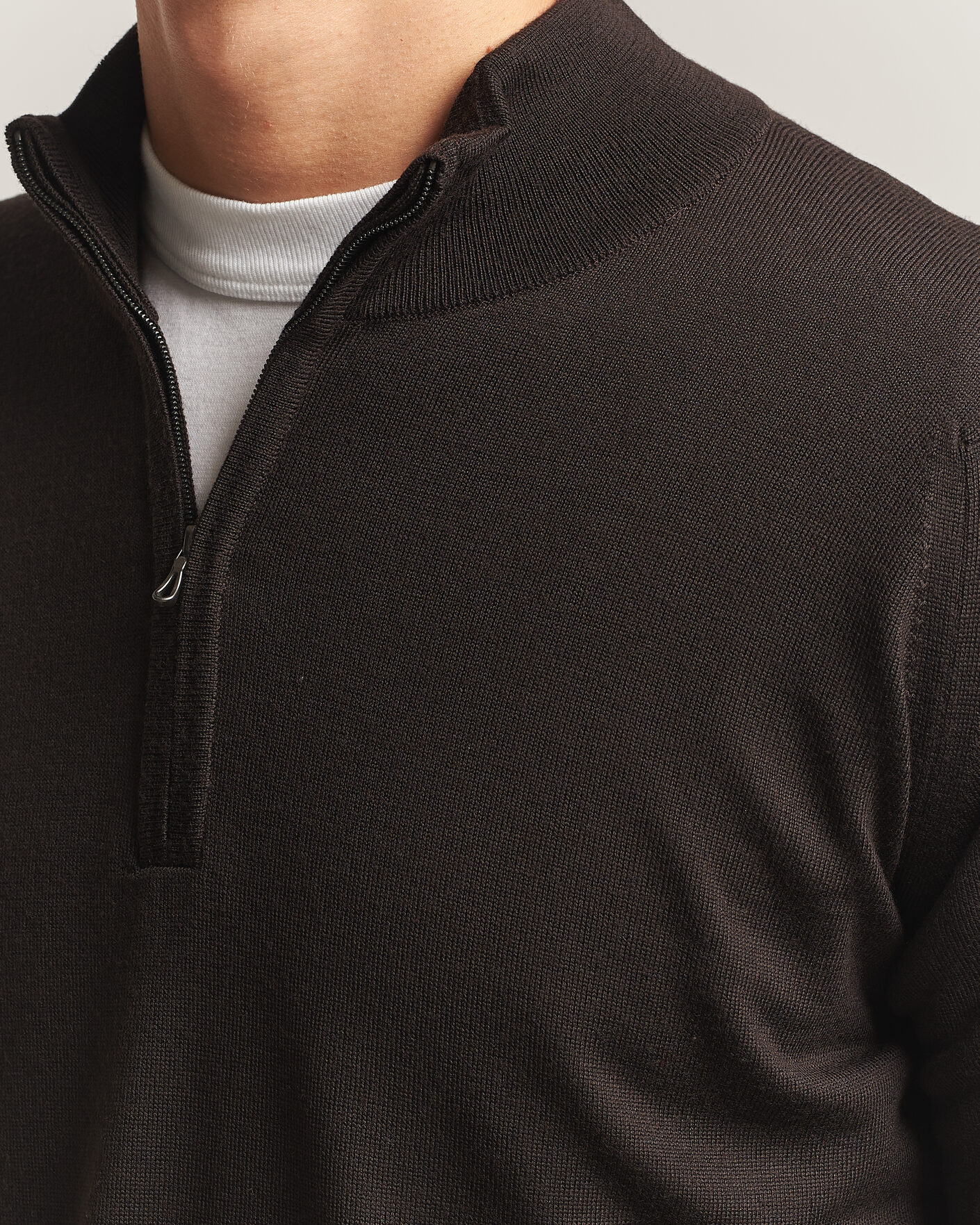 Herre | Trøjer | John Smedley | Tapton Extra Fine Merino Half Zip Faulkner Brown