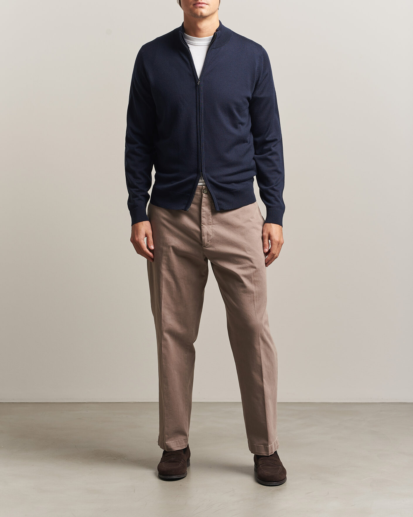 Herre | Trøjer | John Smedley | Claygate Extra Fine Merino Full Zip Midnight