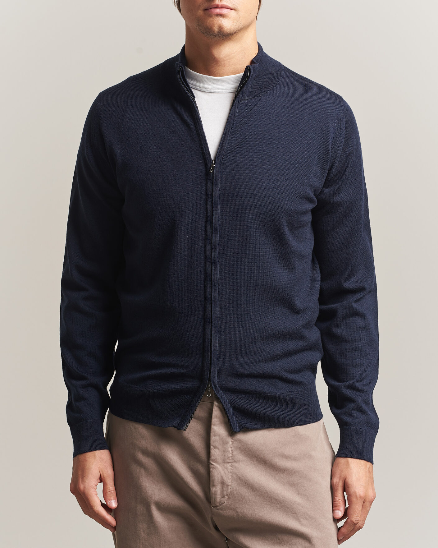 Herre | Trøjer | John Smedley | Claygate Extra Fine Merino Full Zip Midnight
