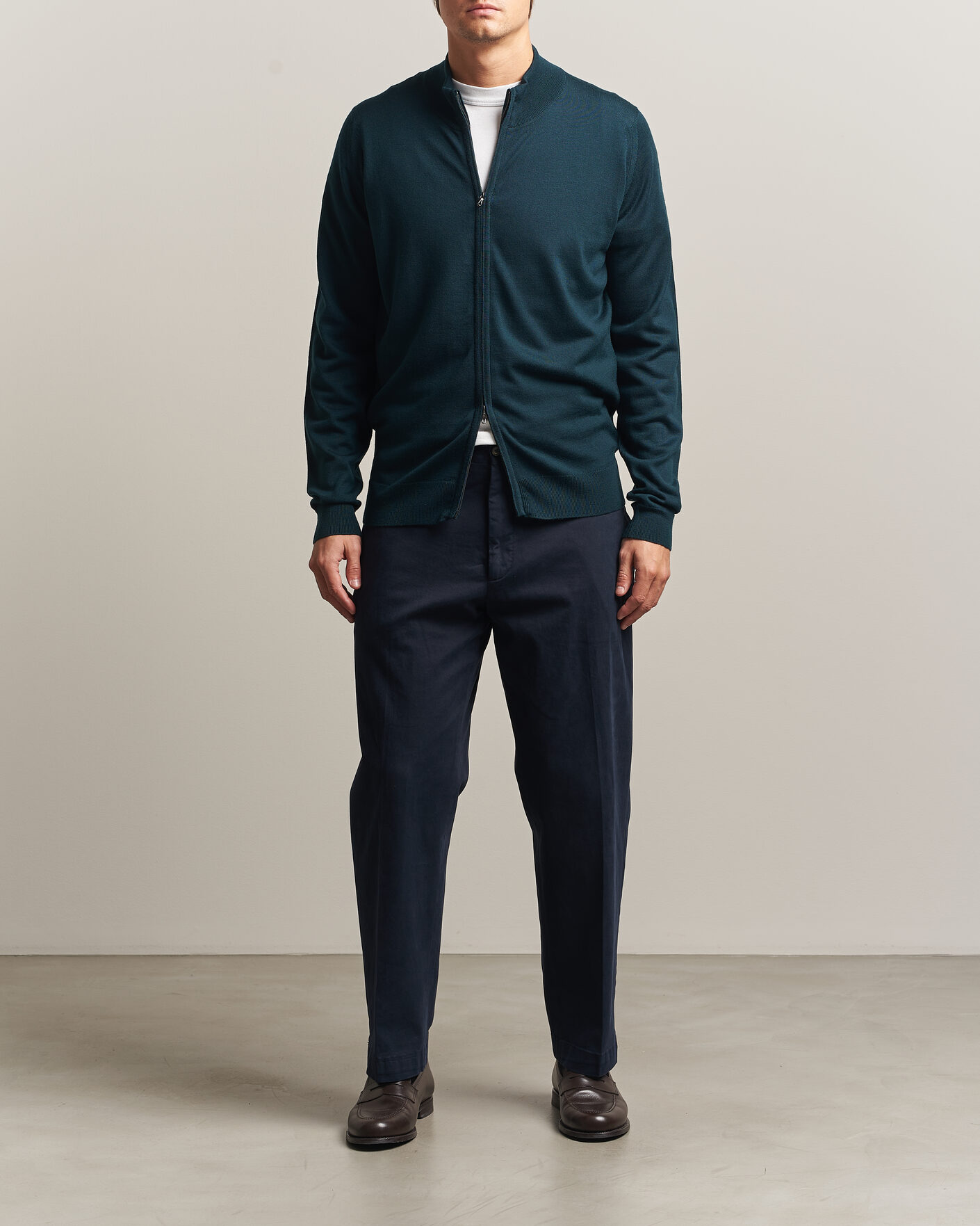 Herre | Trøjer | John Smedley | Claygate Extra Fine Merino Full Zip Richardson Green