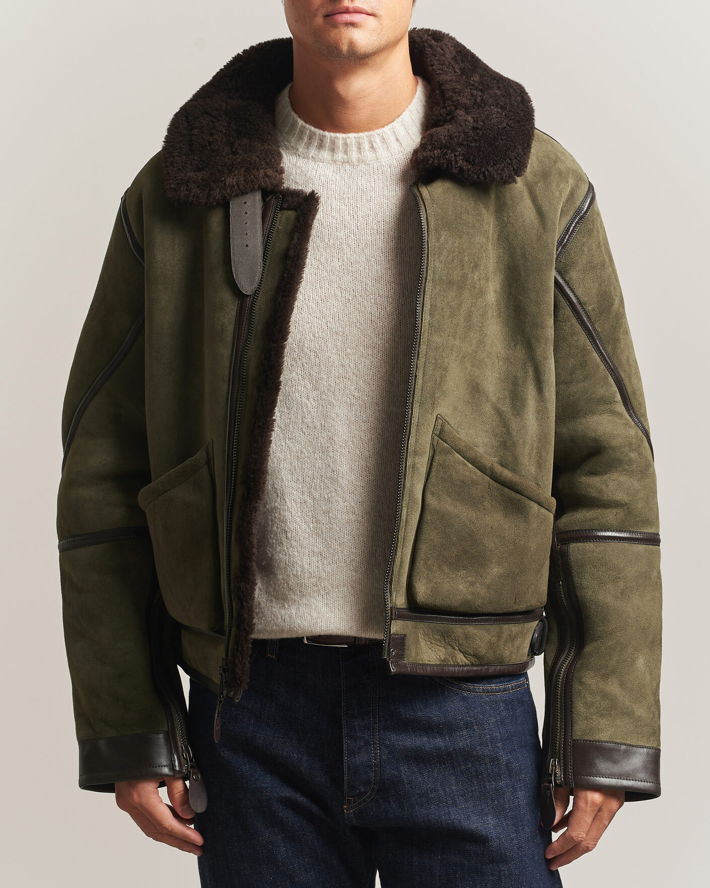 Herre | Jakker | Polo Ralph Lauren | Suede Leather Flight Jacket Myrtle Green