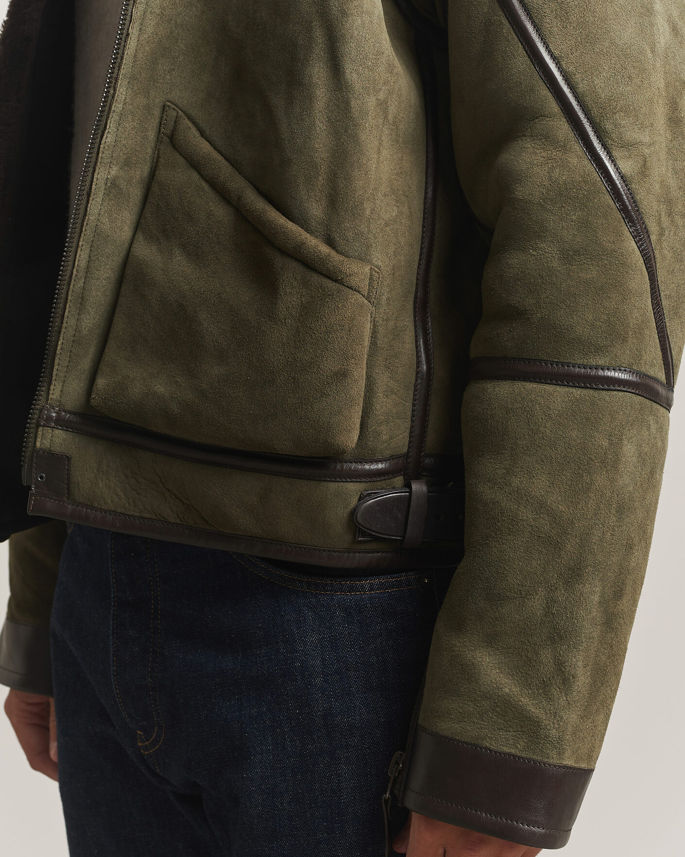 Herre | Jakker | Polo Ralph Lauren | Suede Leather Flight Jacket Myrtle Green