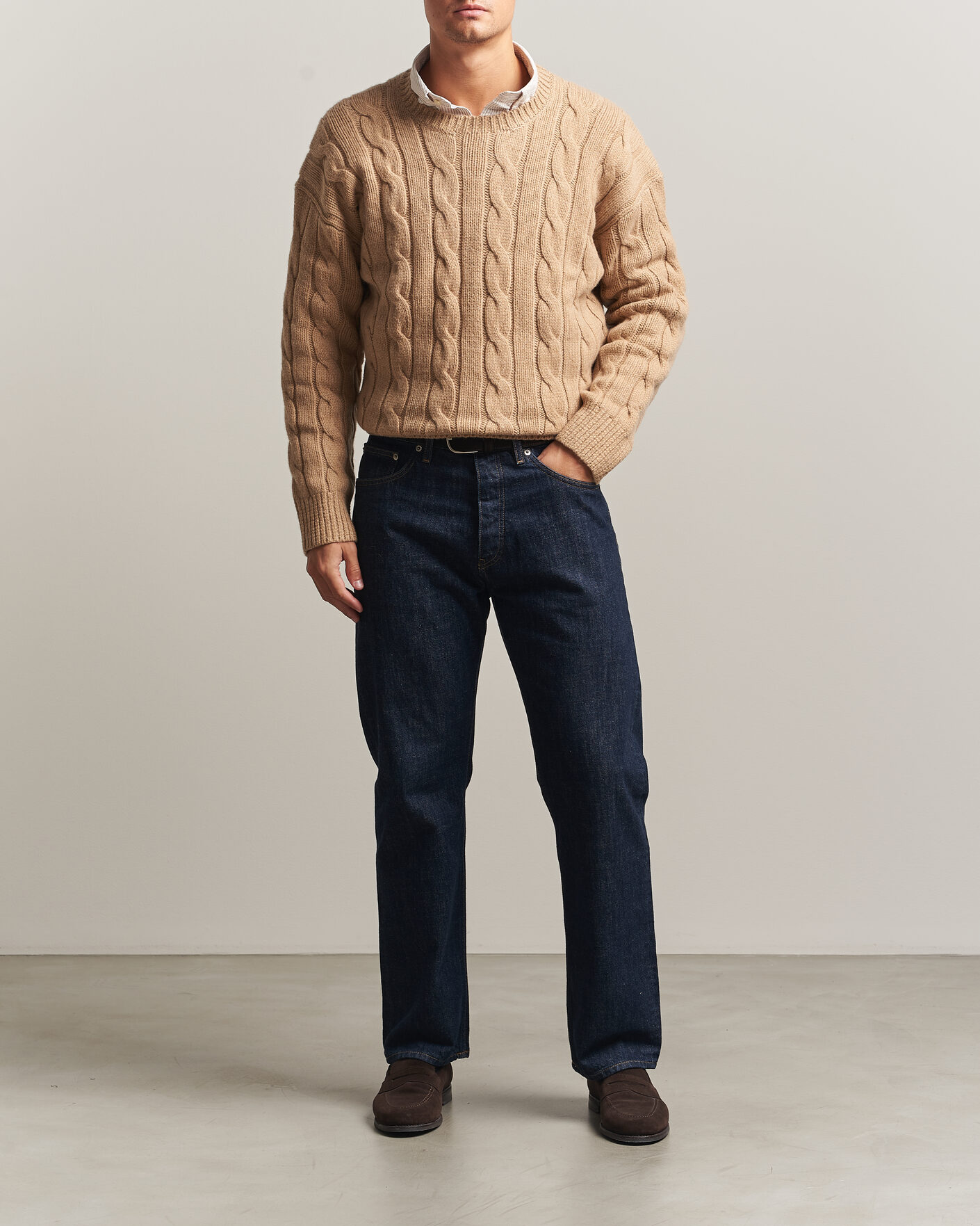 Herre | Trøjer | Polo Ralph Lauren | Exploded Cabel Sweater Camel Melange