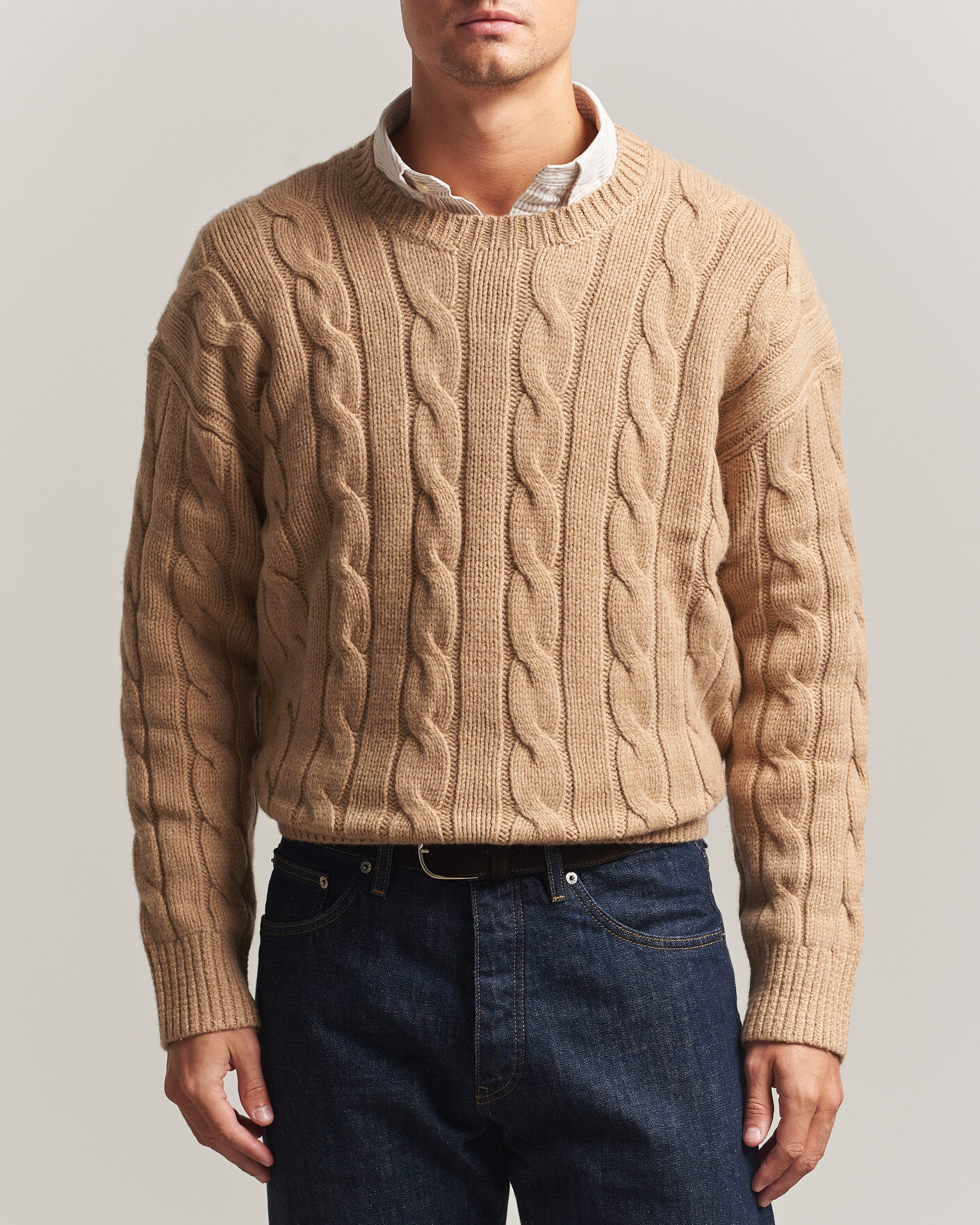 Herre | Trøjer | Polo Ralph Lauren | Exploded Cabel Sweater Camel Melange