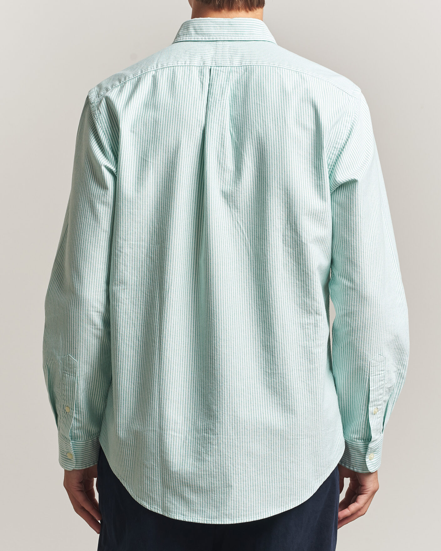 Herre | Skjorter | Polo Ralph Lauren | Custom Fit Striped Oxford Shirt Scarab Green/White