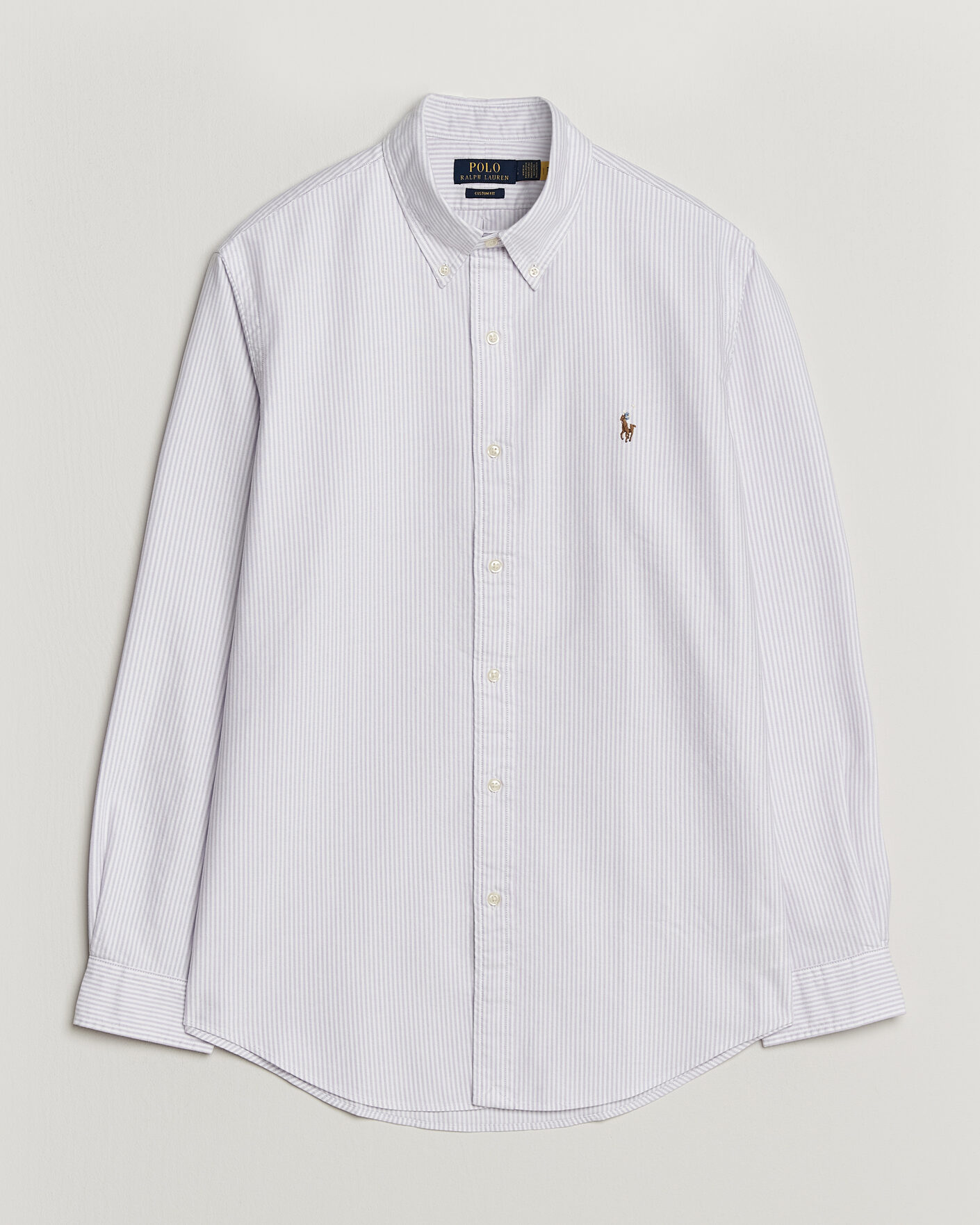 Herre | Skjorter | Polo Ralph Lauren | Custom Fit Striped Oxford Shirt Lilac/White