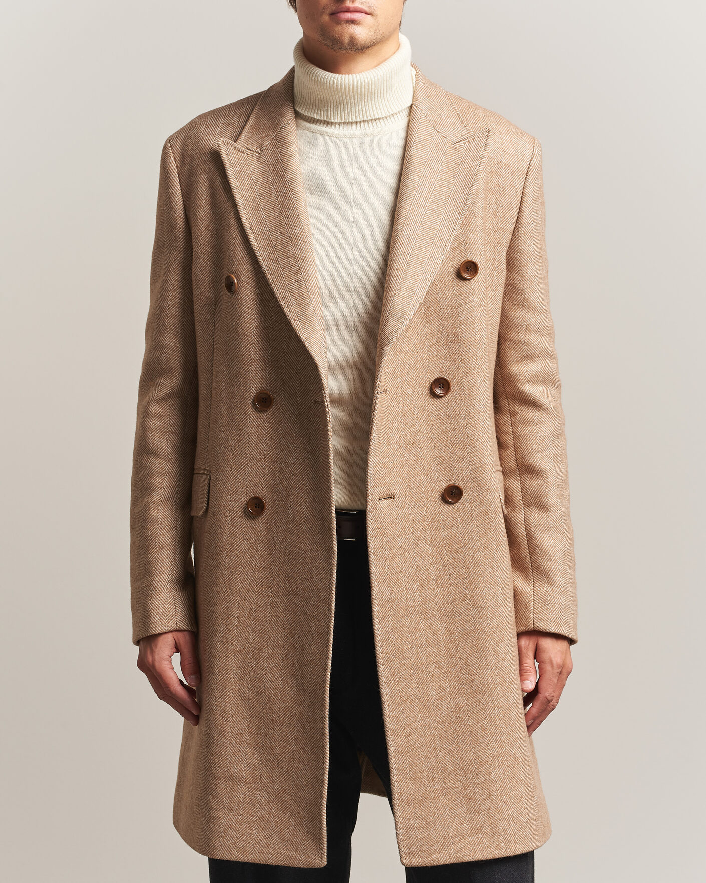 Herre | Jakker | Morris | Herringbone DB Coat Camel