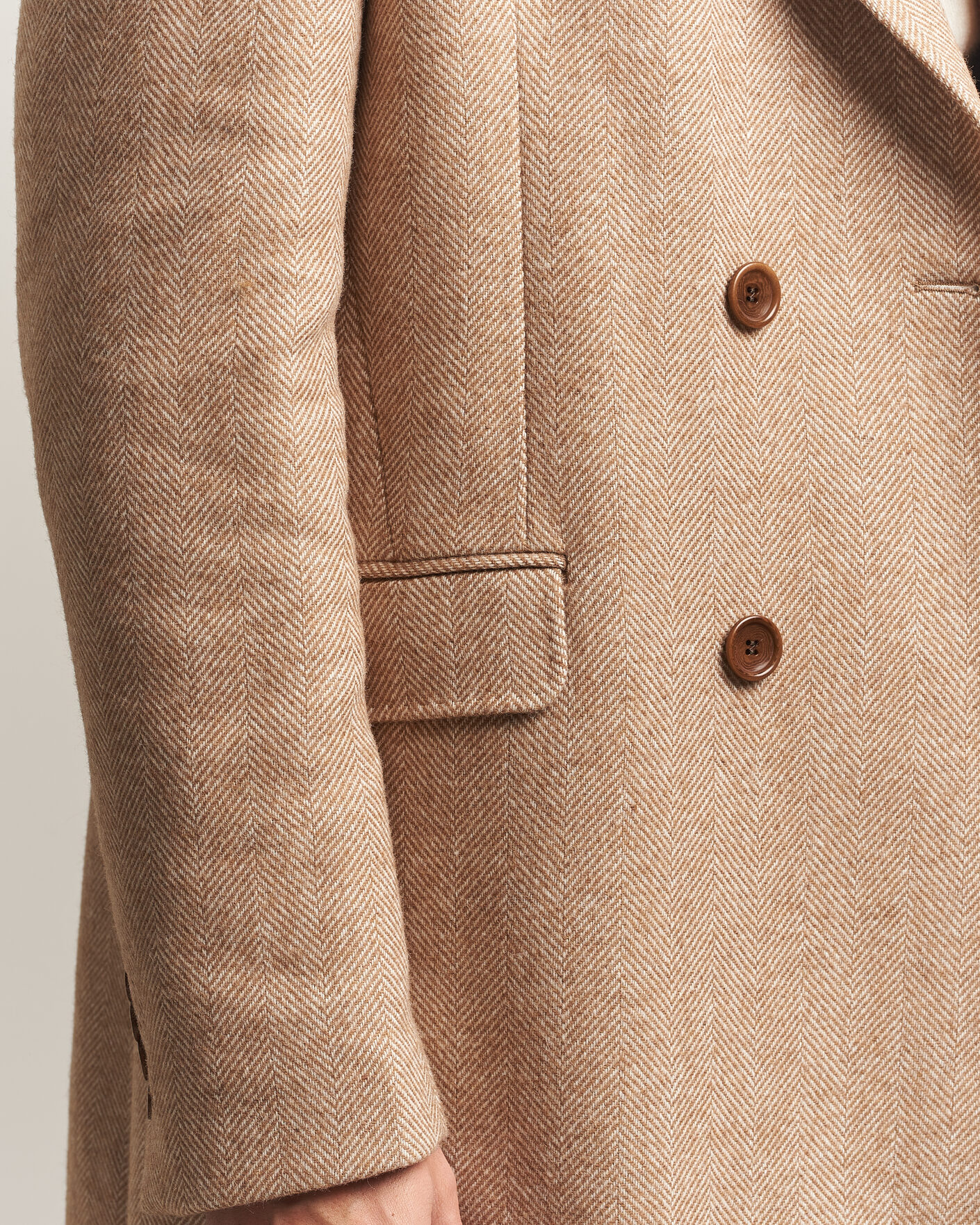 Herre | Jakker | Morris | Herringbone DB Coat Camel