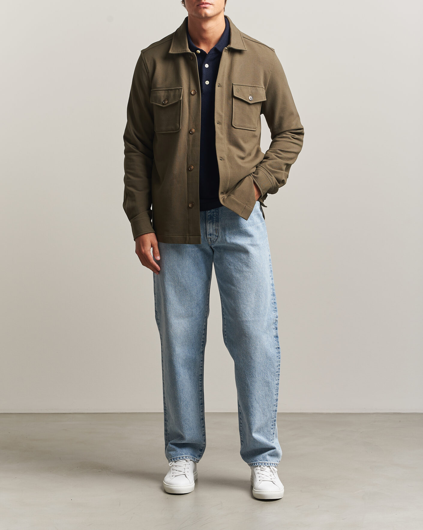 Herre | Skjorter | Morris | Andrew Jersey Overshirt Olive