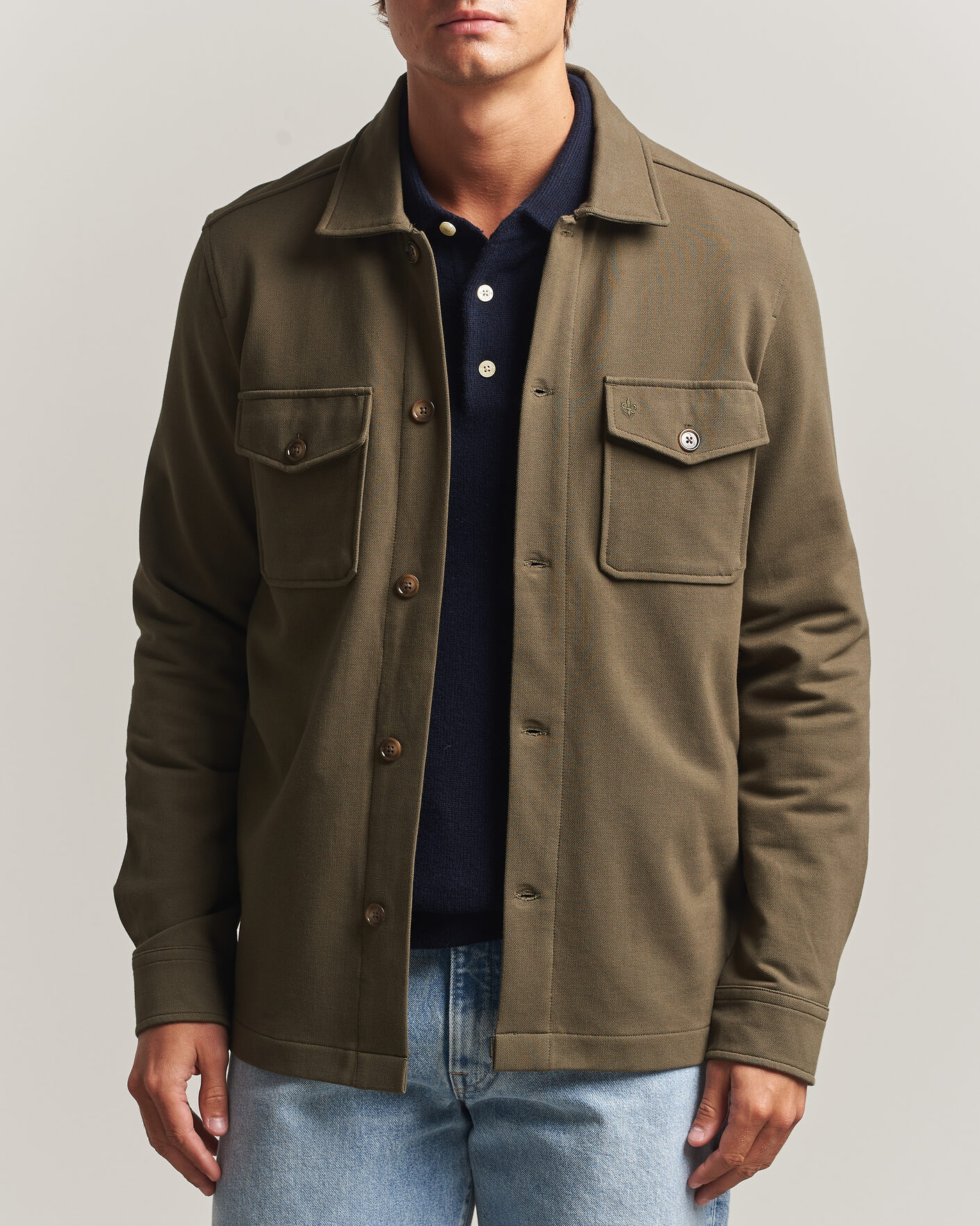 Herre | Skjorter | Morris | Andrew Jersey Overshirt Olive