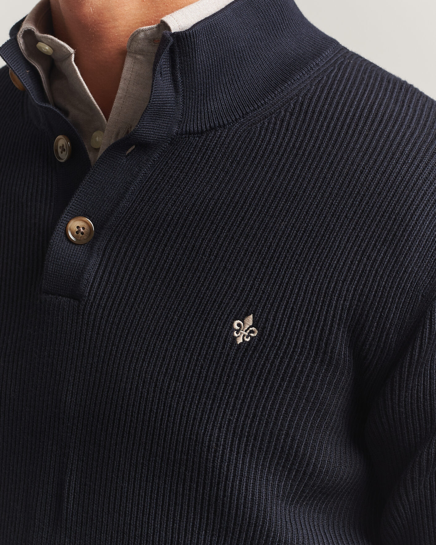 Herre | Trøjer | Morris | Niall Half Button Sweater Old Blue