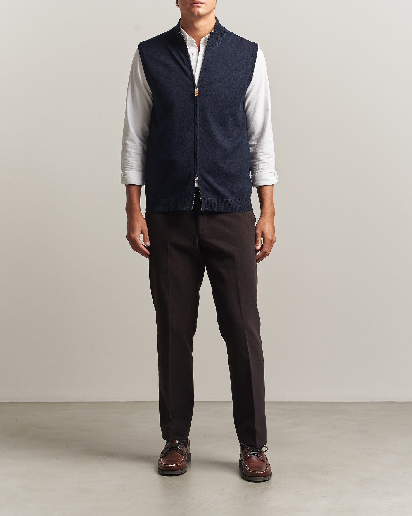 Herre | Trøjer | Morris | Merino Zip Vest Navy