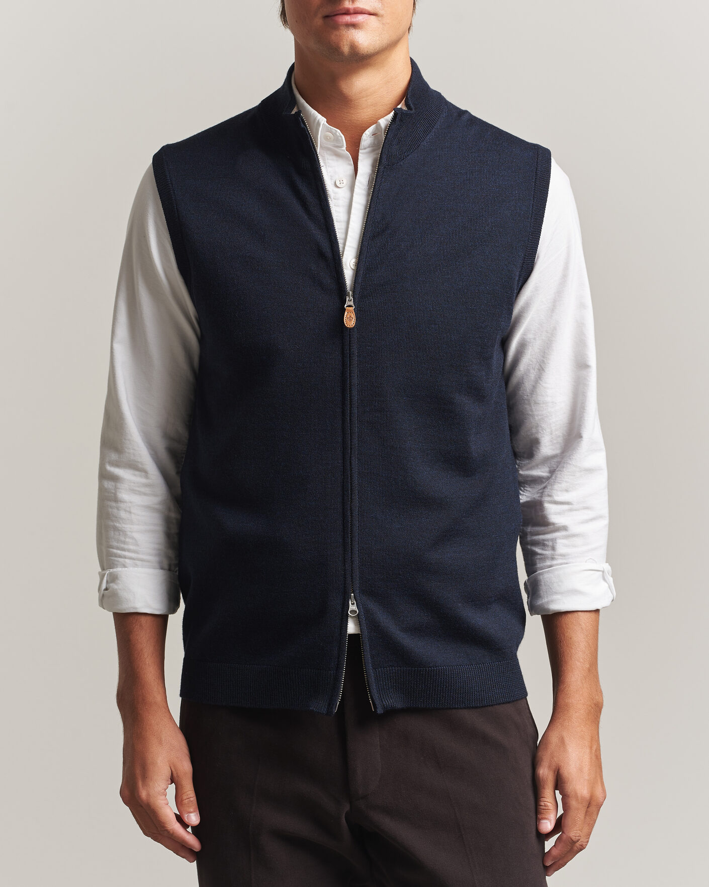 Herre | Trøjer | Morris | Merino Zip Vest Navy