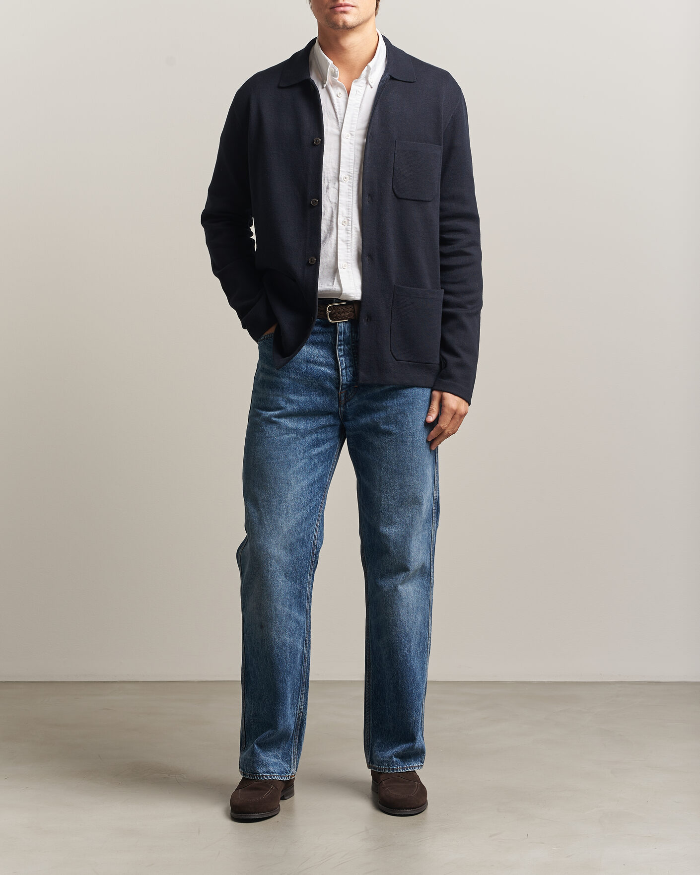 Herre | Trøjer | Morris | Dudley Knitted Overshirt Navy