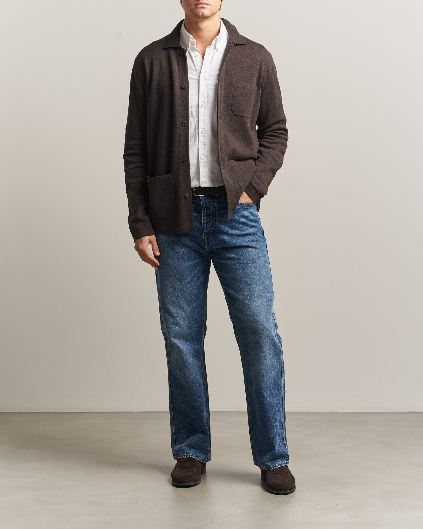 Herre | Trøjer | Morris | Dudley Knitted Overshirt Brown