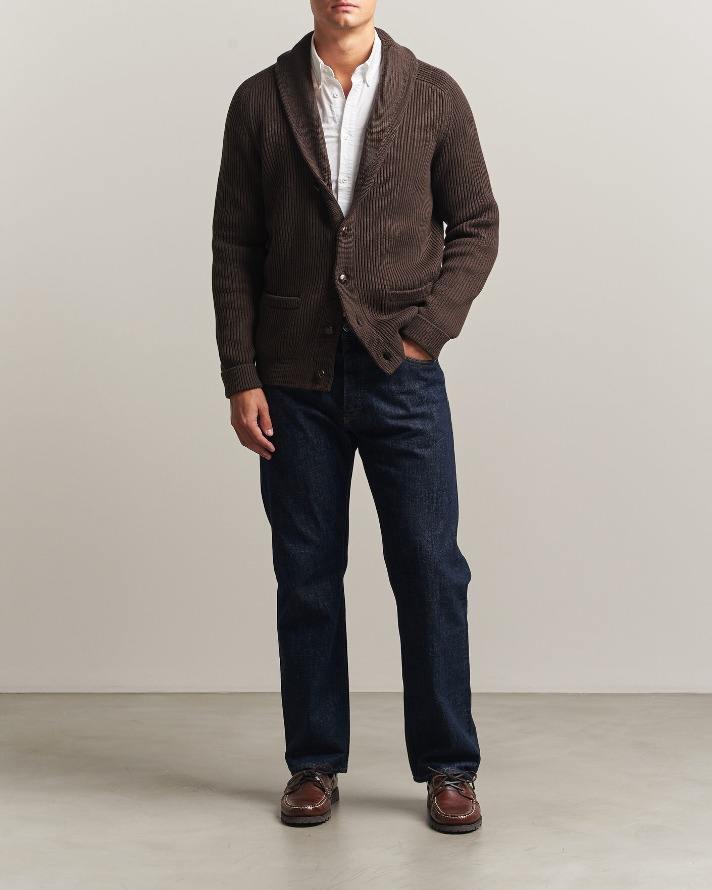 Herre | Trøjer | Morris | Brayden Shawl Cardigan Brown