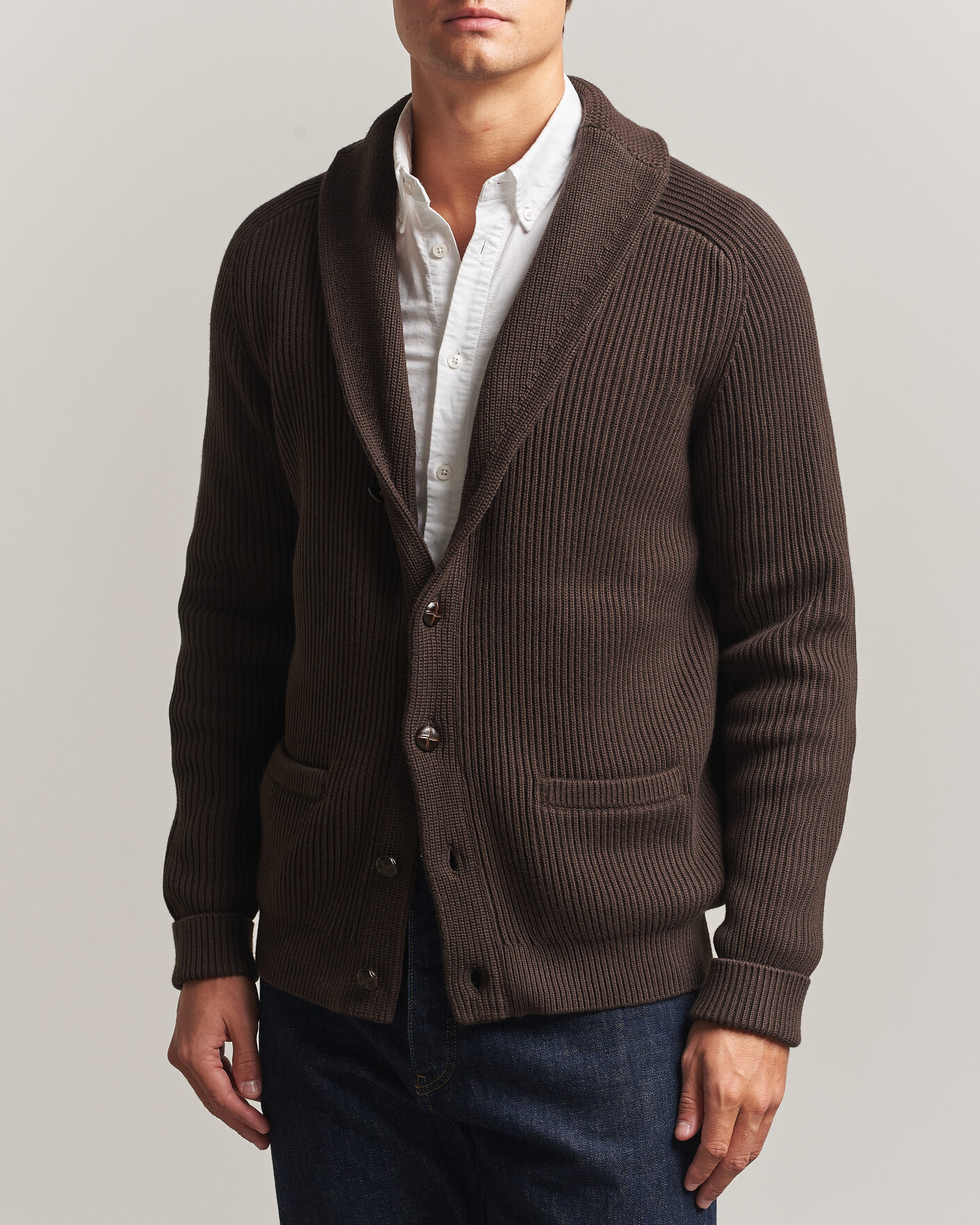 Herre | Trøjer | Morris | Brayden Shawl Cardigan Brown