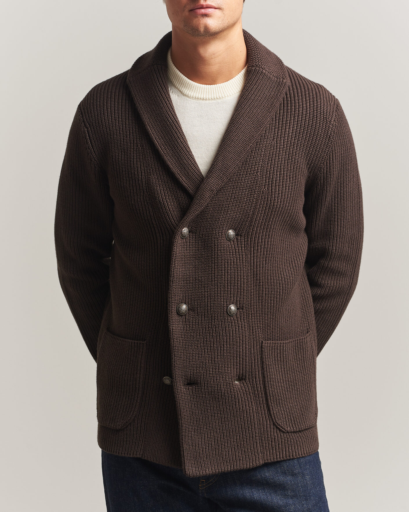 Herre | Trøjer | Morris | Brayden DB Shawl Cardigan Brown