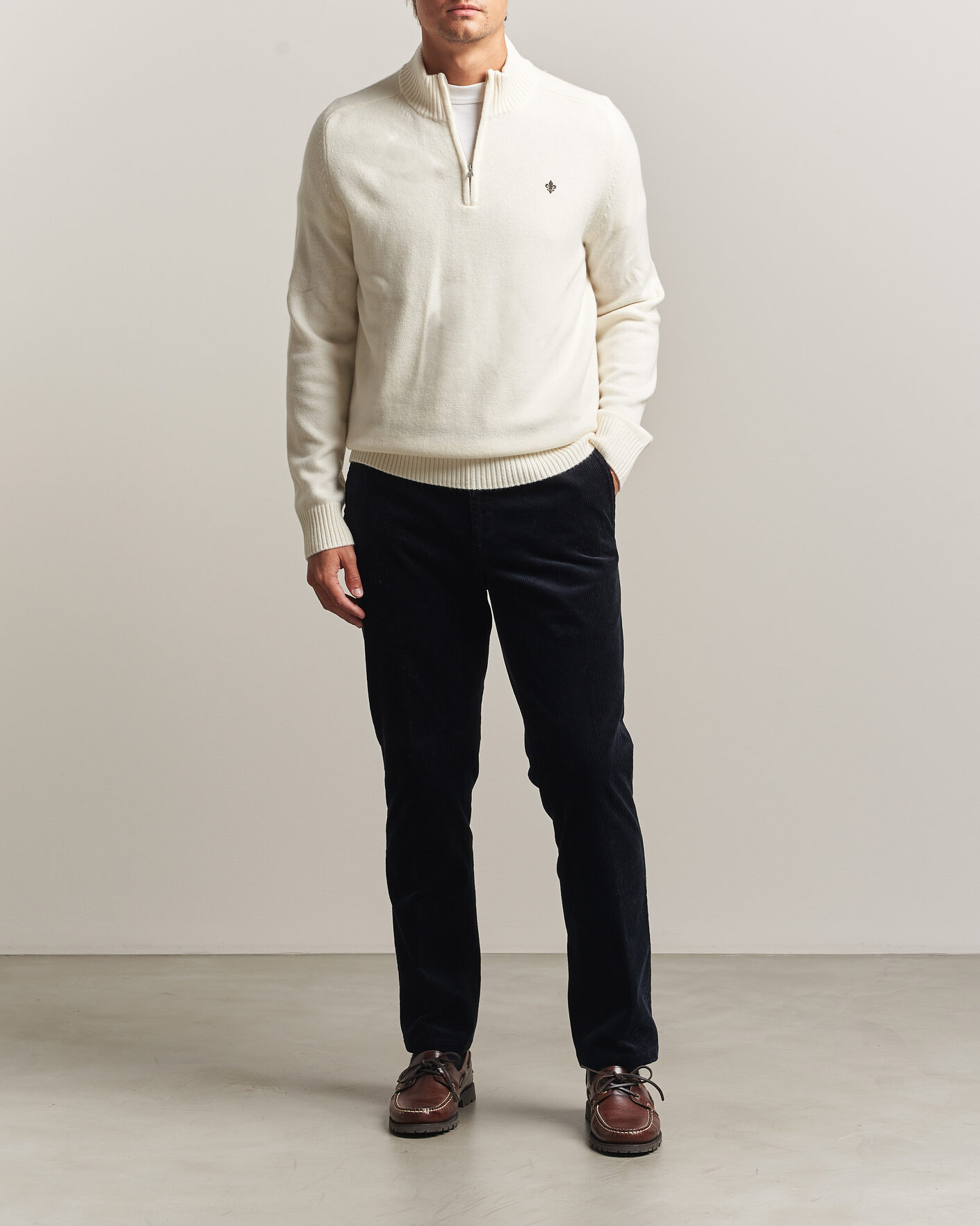 Herre | Trøjer | Morris | Hertford Lambswool Half Zip Off White