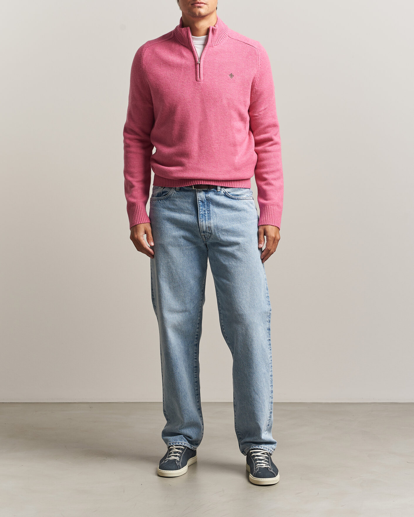 Herre | Trøjer | Morris | Hertford Lambswool Half Zip Cerise