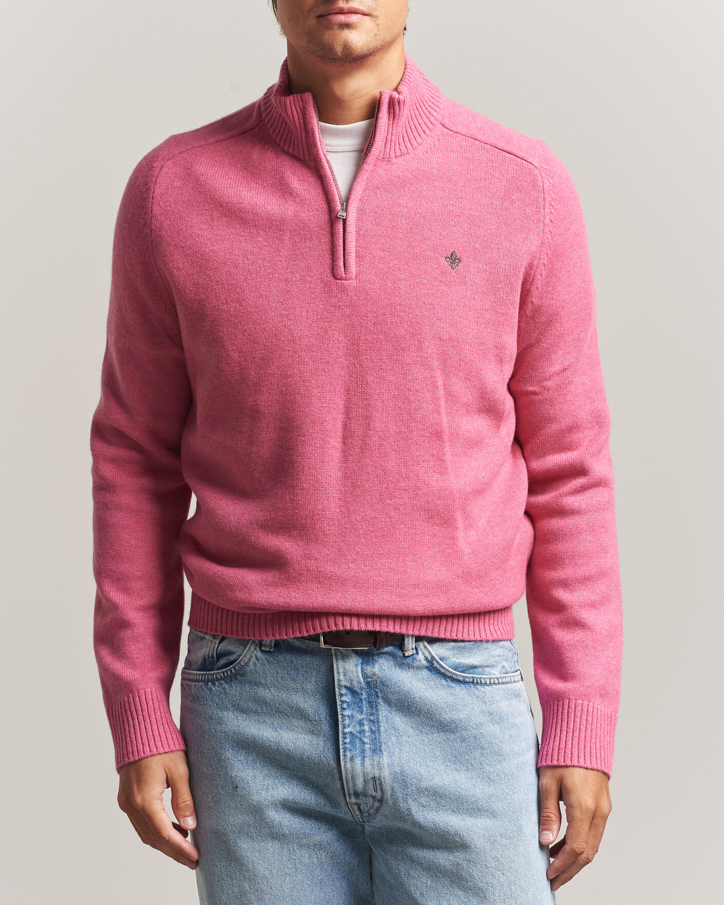 Herre | Trøjer | Morris | Hertford Lambswool Half Zip Cerise