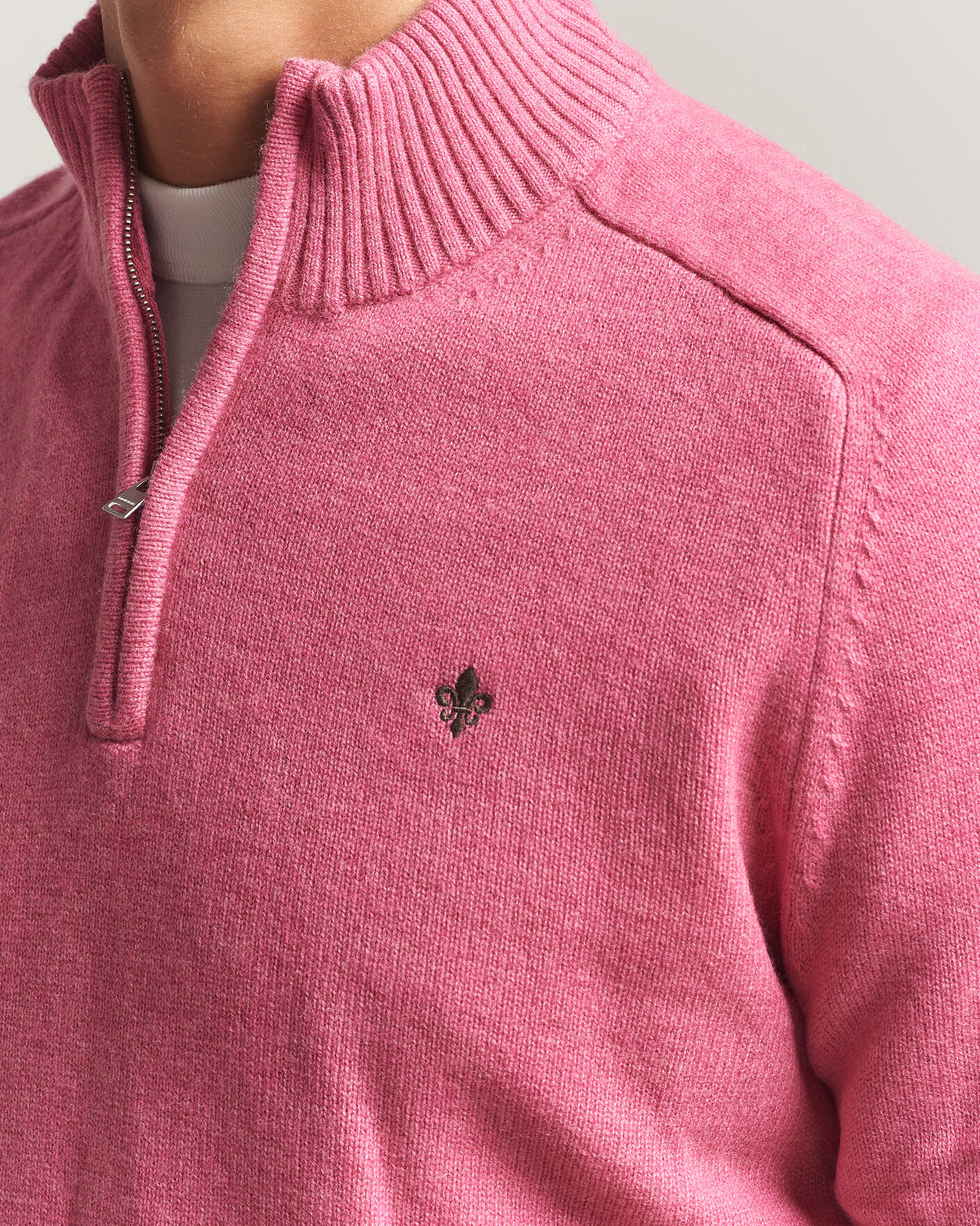 Herre | Trøjer | Morris | Hertford Lambswool Half Zip Cerise
