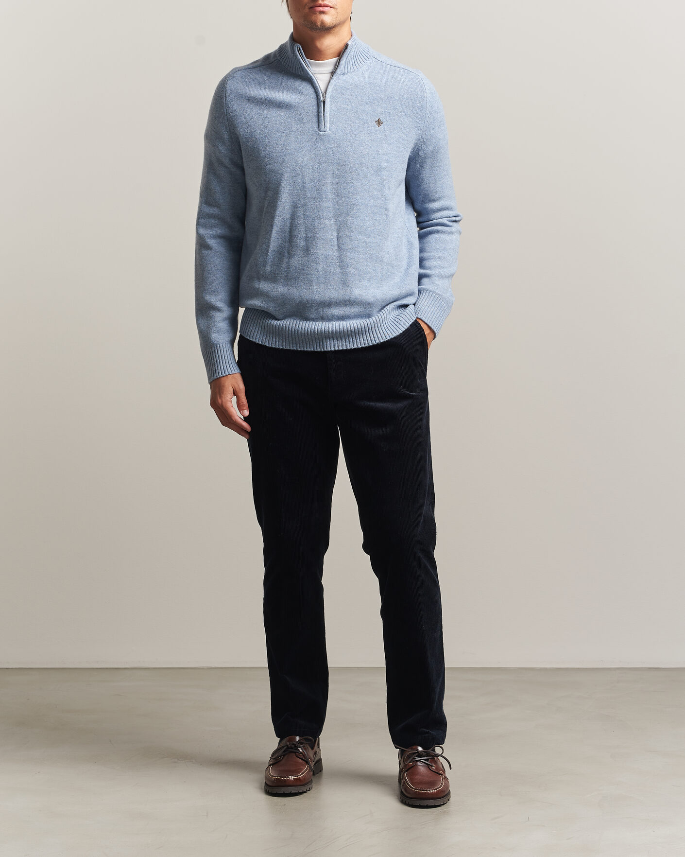 Herre | Trøjer | Morris | Hertford Lambswool Half Zip Blue