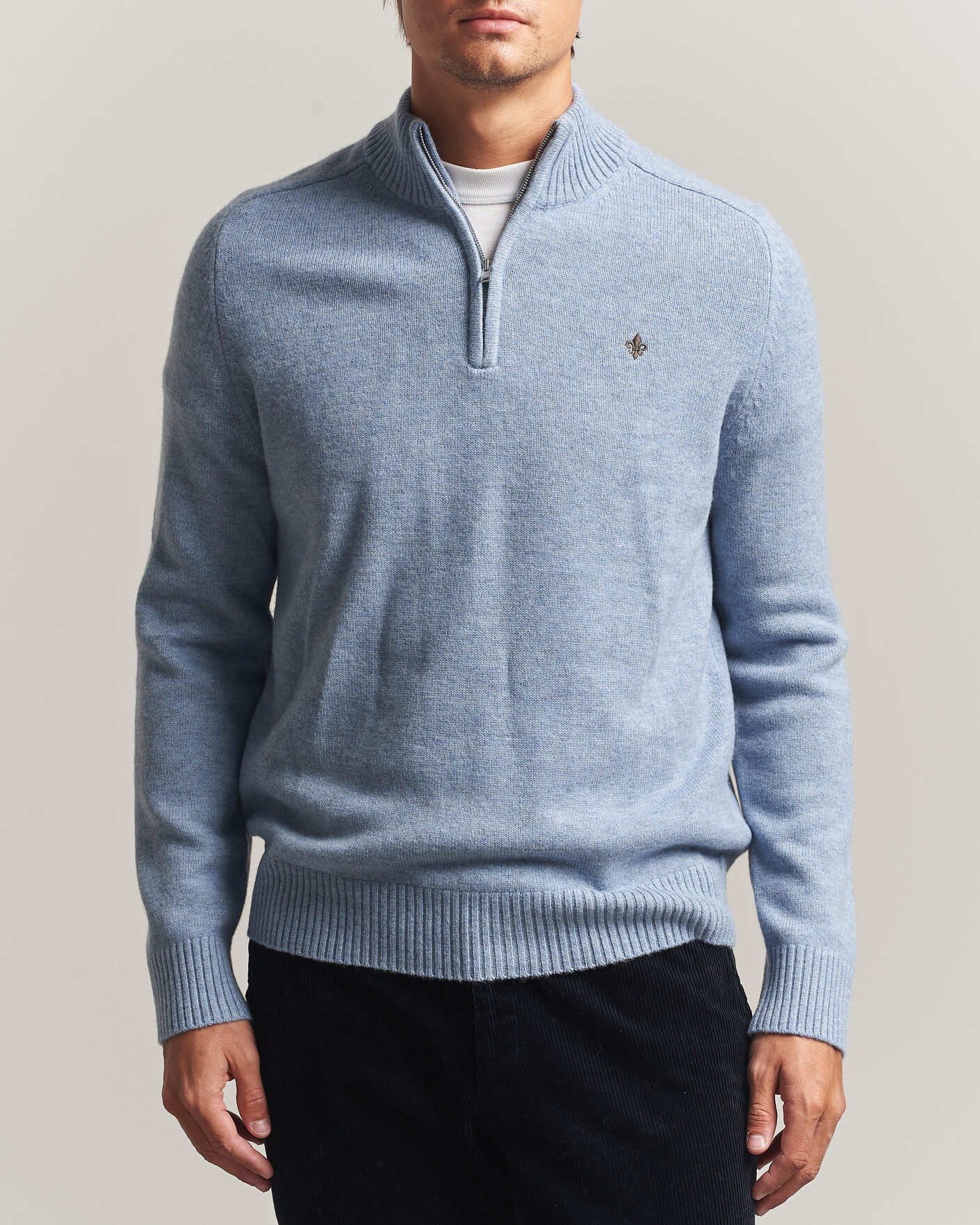 Herre | Trøjer | Morris | Hertford Lambswool Half Zip Blue