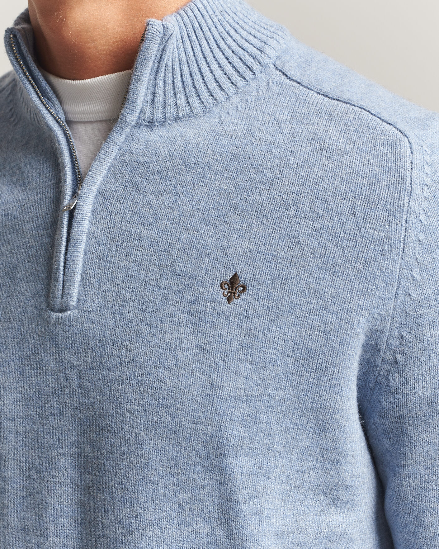 Herre | Trøjer | Morris | Hertford Lambswool Half Zip Blue