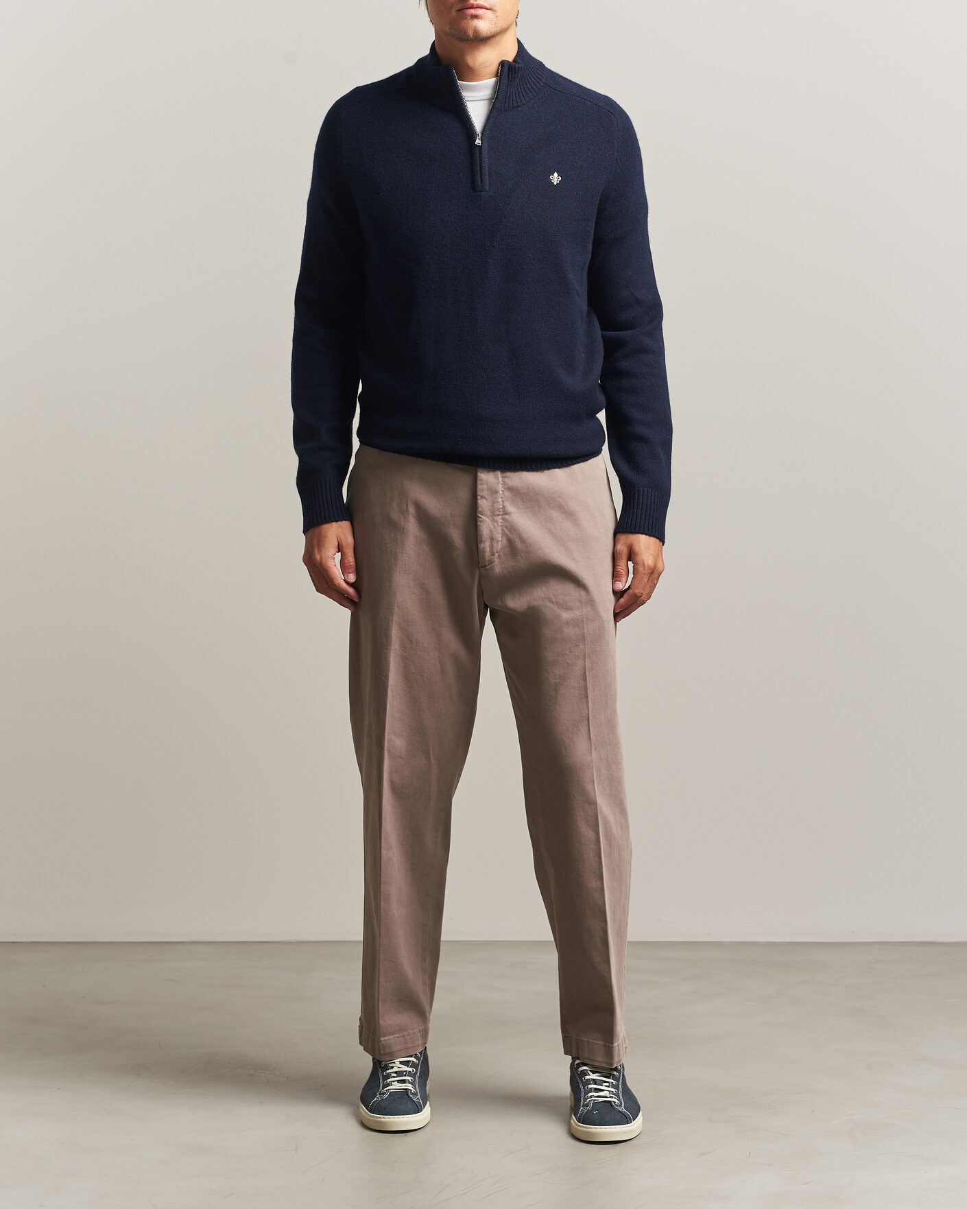 Herre | Trøjer | Morris | Hertford Lambswool Half Zip Navy