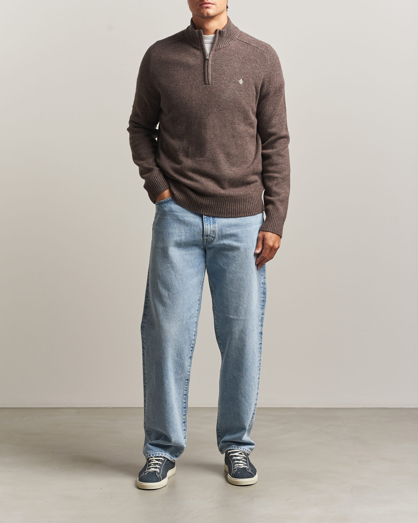 Herre | Trøjer | Morris | Hertford Lambswool Half Zip Brown