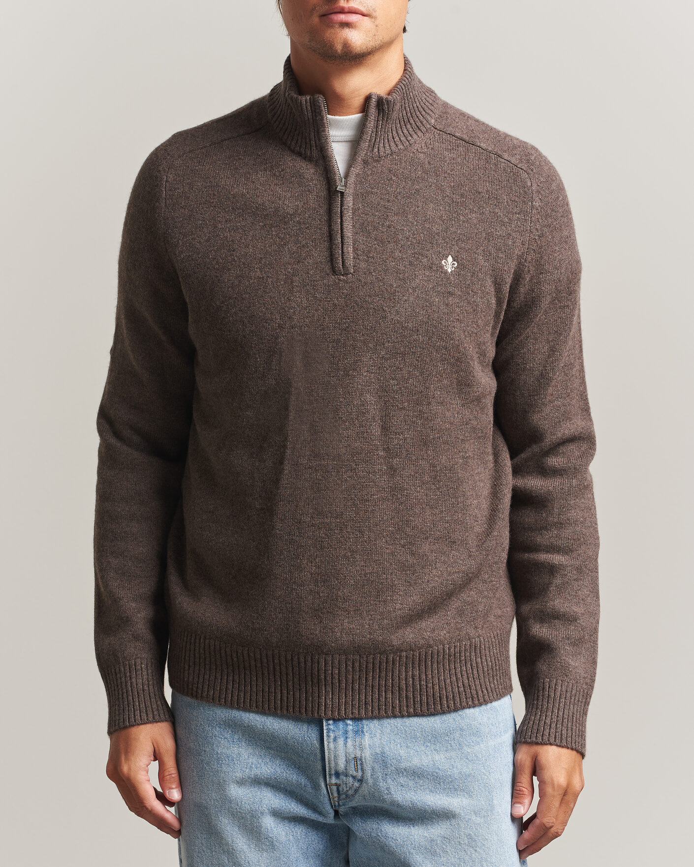 Herre | Trøjer | Morris | Hertford Lambswool Half Zip Brown