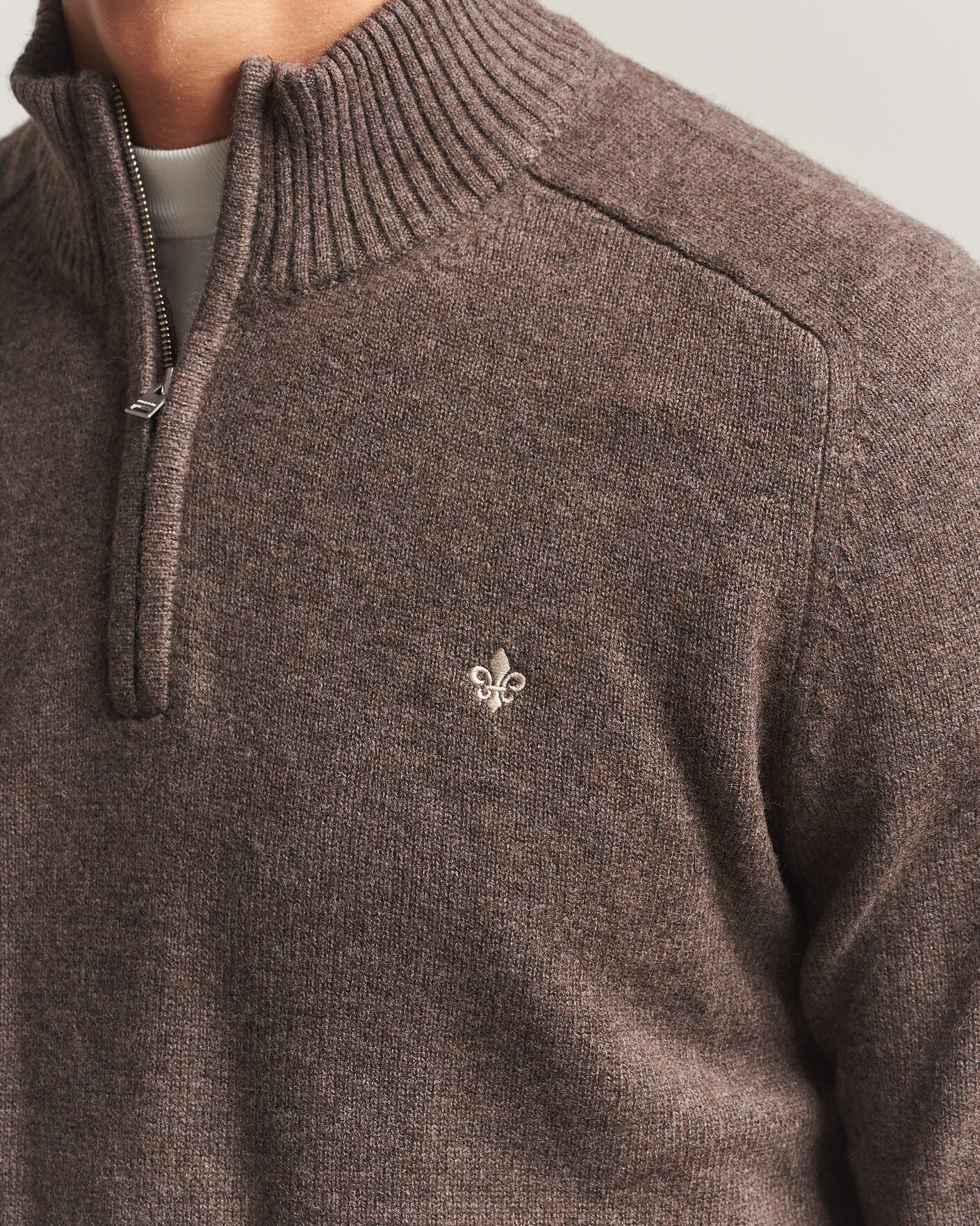 Herre | Trøjer | Morris | Hertford Lambswool Half Zip Brown